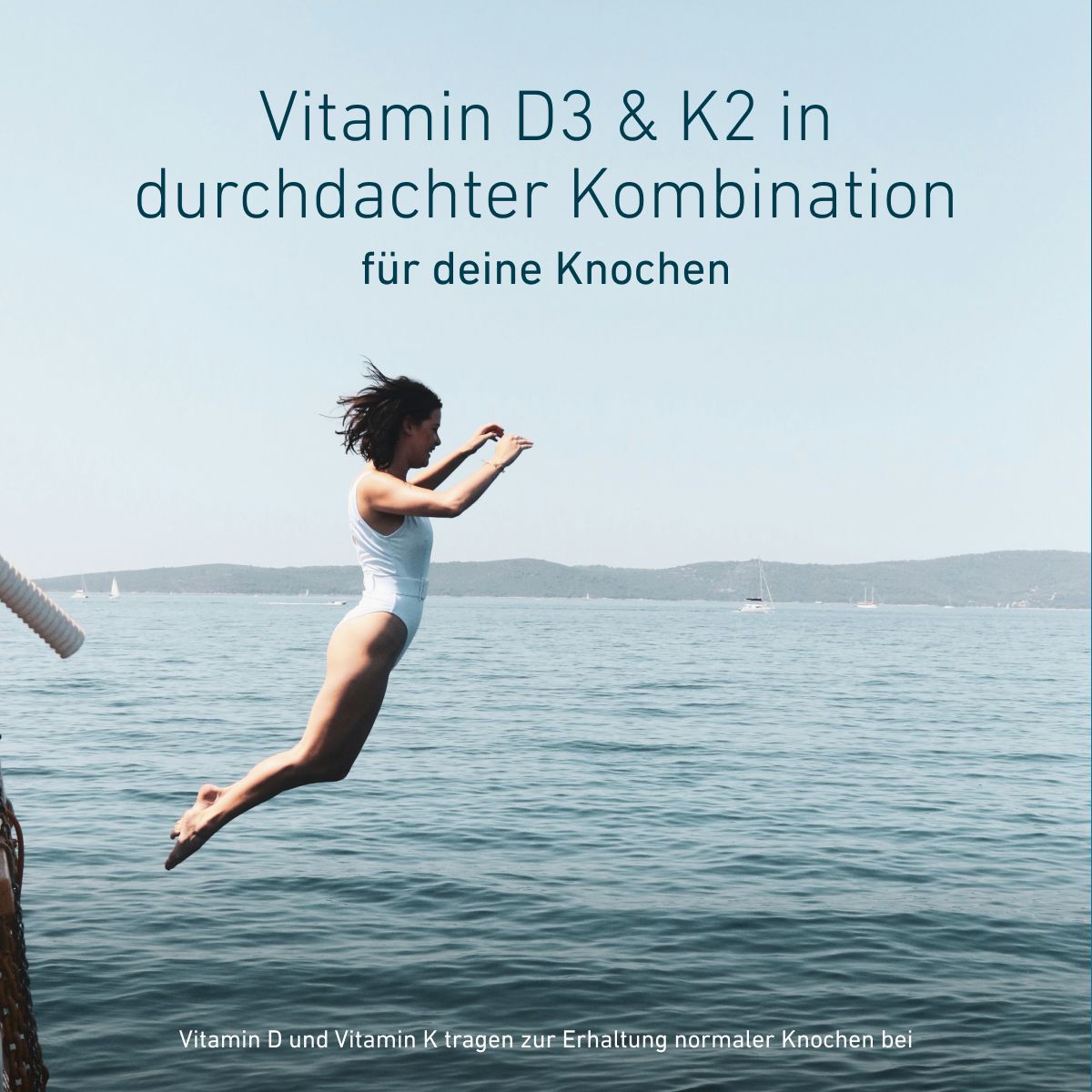 BIOGENA Vitamín D3 & K2 s ľanovým olejom a luteínom; vitamíny D a K prispievajú k udržaniu zdravých kostí.