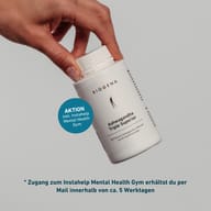 BIOGENA Ashwagandha Triple Superior® mit Hinweis auf Instahelp Mental Health Gym Aktion. Zugang zum Online-Kurs wird nach dem Kauf per E-Mail innerhalb von ca. 5 Werktagen versendet.