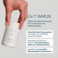 Grafic „Diferența BIOGENA”: produse testate independent, ambalaje reciclabile pe bază de plante, producție proprie în Austria, trasabilitate, calitate, eficacitate și dezvoltare științifică.
