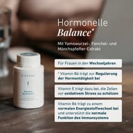 Nutrifem Agnubalance® pre ženy v menopauze s extraktom z koreňa jamu, fenikla a mníšskeho korenia. Vitamín B6 prispieva k regulácii hormonálnej činnosti a energetickému metabolizmu, vitamín E pomáha chrániť bunky pred ox