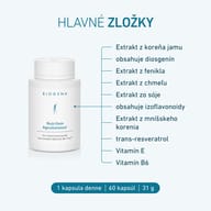 Nutrifem Agnubalance® od BIOGENA s extraktom z koreňa jamu, fenikla, chmeľu, sóje, mníšskeho korenia, trans-resveratrolom, vitamínom E a vitamínom B6. Balenie obsahuje 60 kapsúl, odporúčaná dávka 1 kapsula denne.