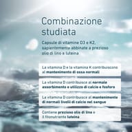 BIOGENA Vitamin D3 & K2 con vitamina D3 e K2, olio di lino e luteina per supportare il mantenimento di ossa normali e il normale metabolismo del calcio.