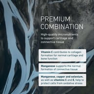 BIOGENA Arthro Formula® 4 Gold combines premium micronutrients to support cartilage and connective tissue. Vitamin C contributes to collagen formation, while manganese supports connective tissue and antioxidant protectio