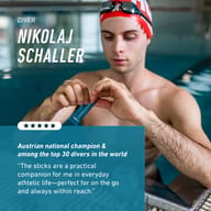 Austrian diver Nikolaj Schaller, national champion and one of the world’s top divers, uses BIOGENA Sports L-Glutamine Sticks 5000 as a practical and convenient supplement for everyday training and travel.