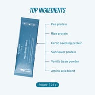 BIOGENA Sports Vegan Protein Sticks with a plant-based protein blend of pea, rice, carob seedling and sunflower protein. Enhanced with vanilla bean powder and an amino acid blend. One stick contains 25 g of powder.
