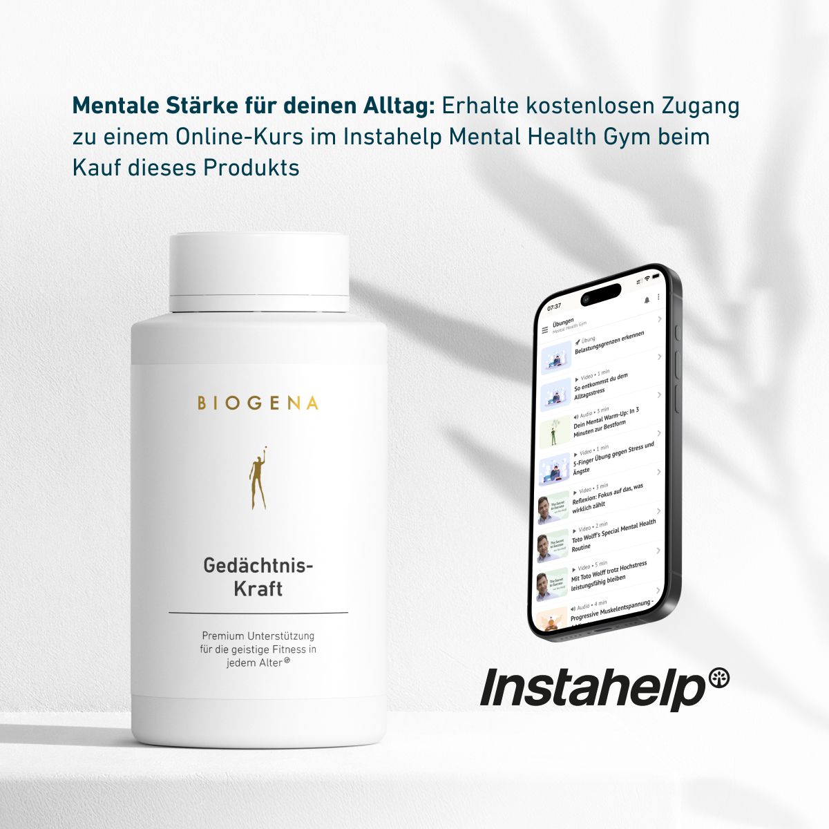 Biogena, Gedächtnis-Kraft, Flasche, weiß, Premium Unterstützung für die geistige Fitness in jedem Alter®