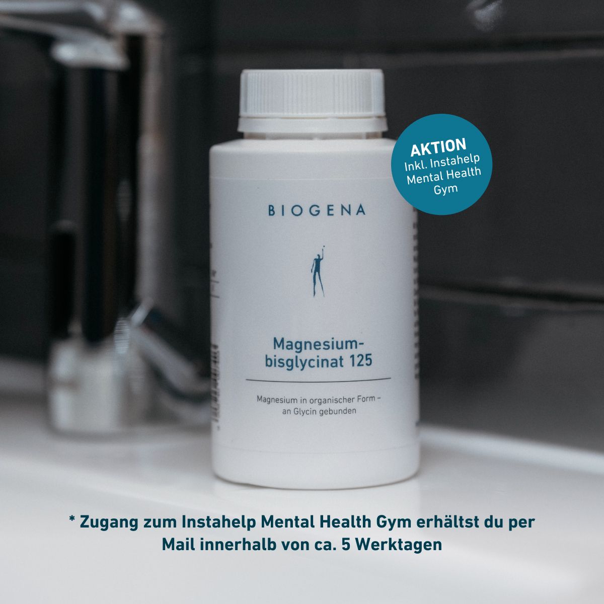 Biogena, Magnesium-bisglycinat 125, Flasche, weiß, Magnesium in organischer Form – an Glycin gebunden