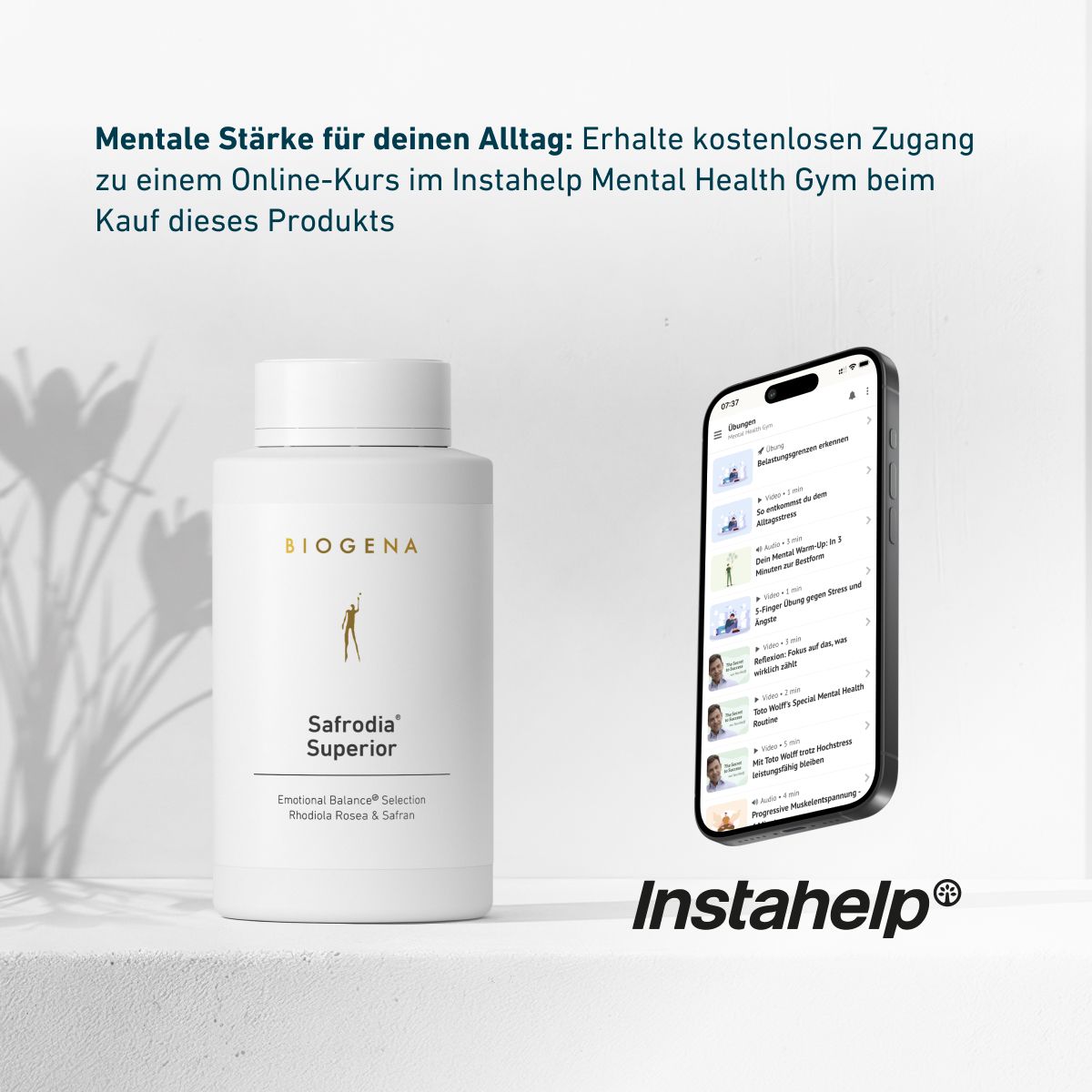 Biogena, Safrodia® Superior, Flasche, weiß, Emotional Balance® Auswahl Rhodiola Rosea & Safran
