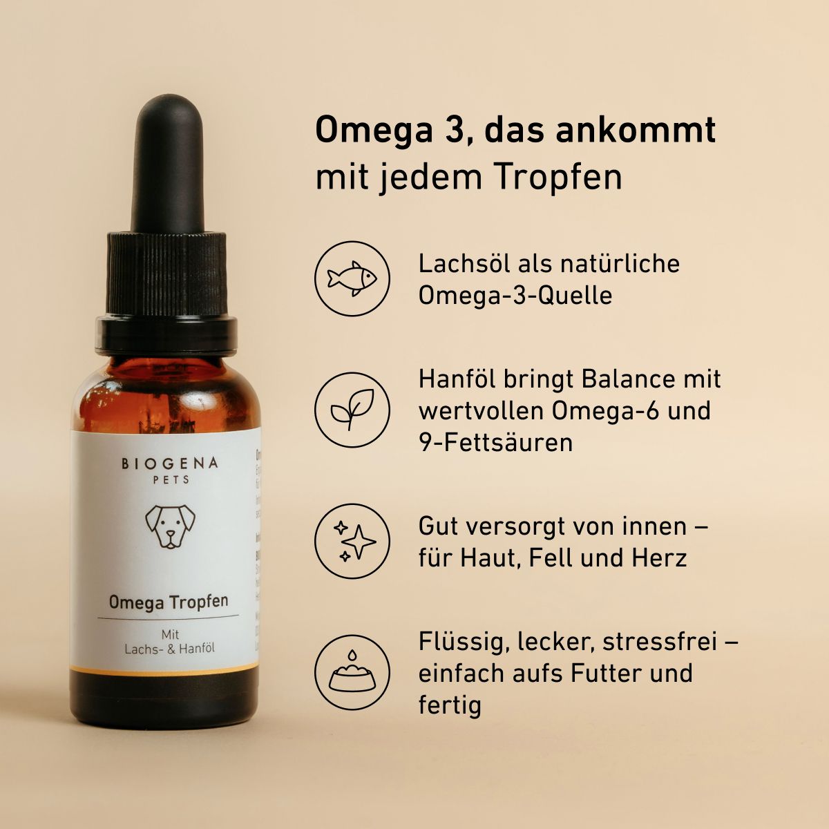 Biogena, Omega Tropfen, Flasche, weiß, Mit Lachs- & Hanföl