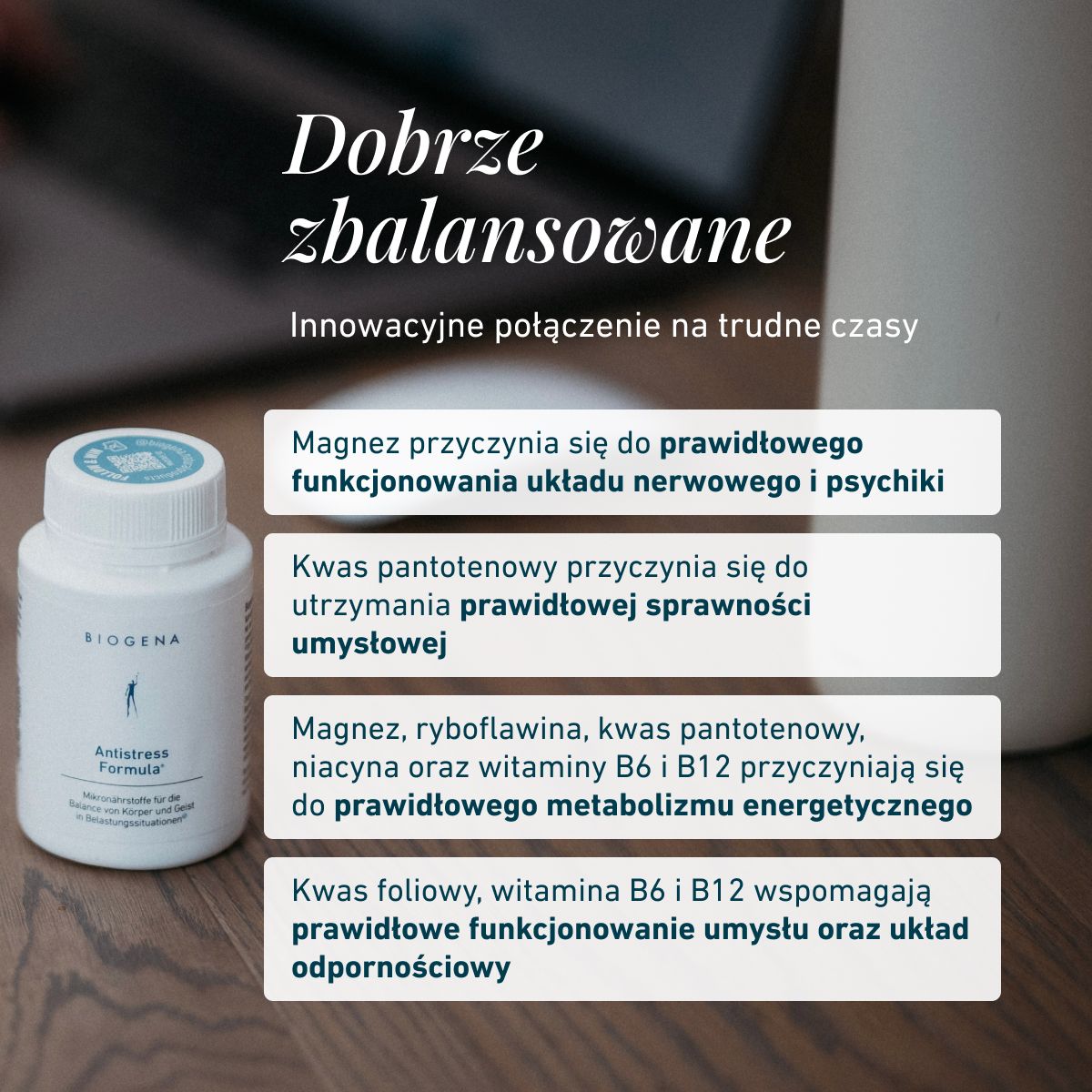 Biogena, Antistress Formula®, Butelka, biały, Mikroskładniki odżywcze dla równowagi ciała i umysłu w sytuacjach stresowych®