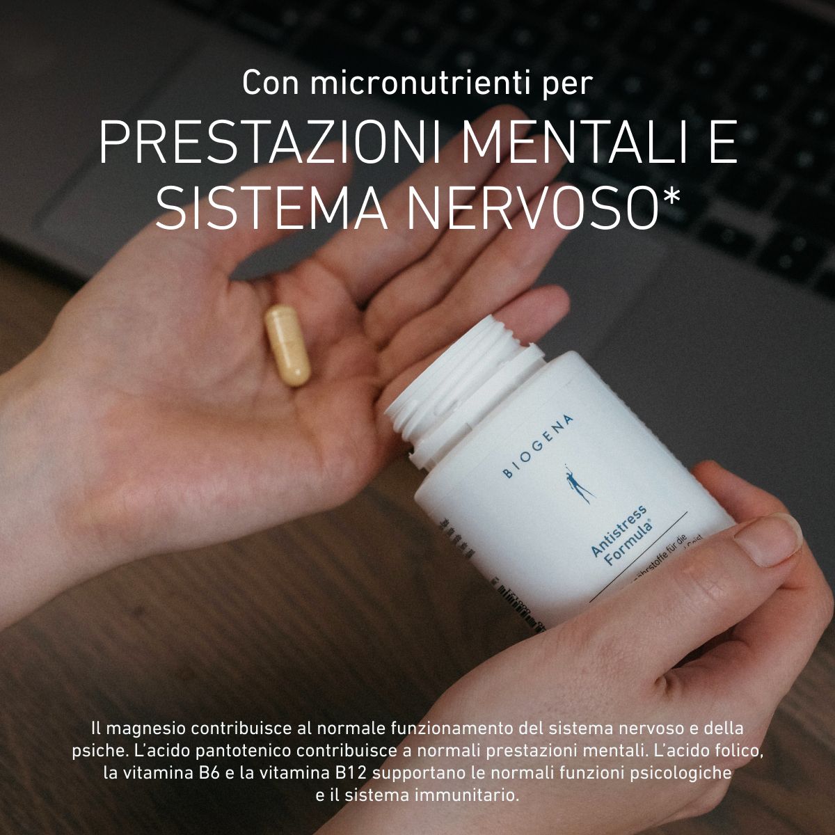 Biogena, Antistress Formula®, Bottiglia, bianco, Micronutrienti per l’equilibrio di corpo e mente in situazioni di stress®