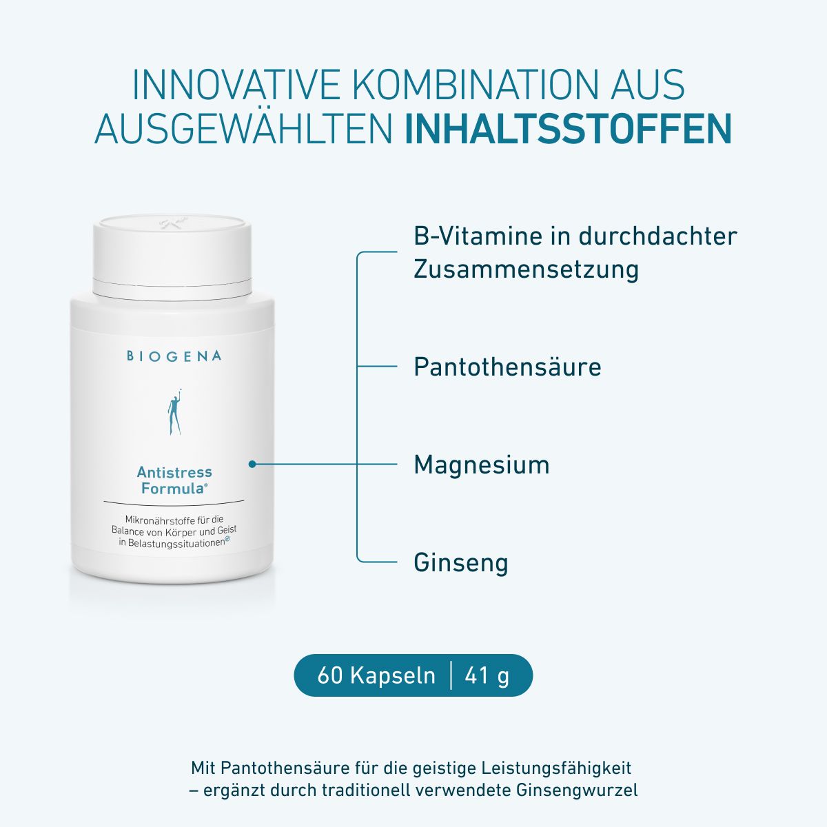 Biogena, Antistress Formula®, Flasche, weiß, Mikronährstoffe für die Balance von Körper und Geist in Belastungssituationen®