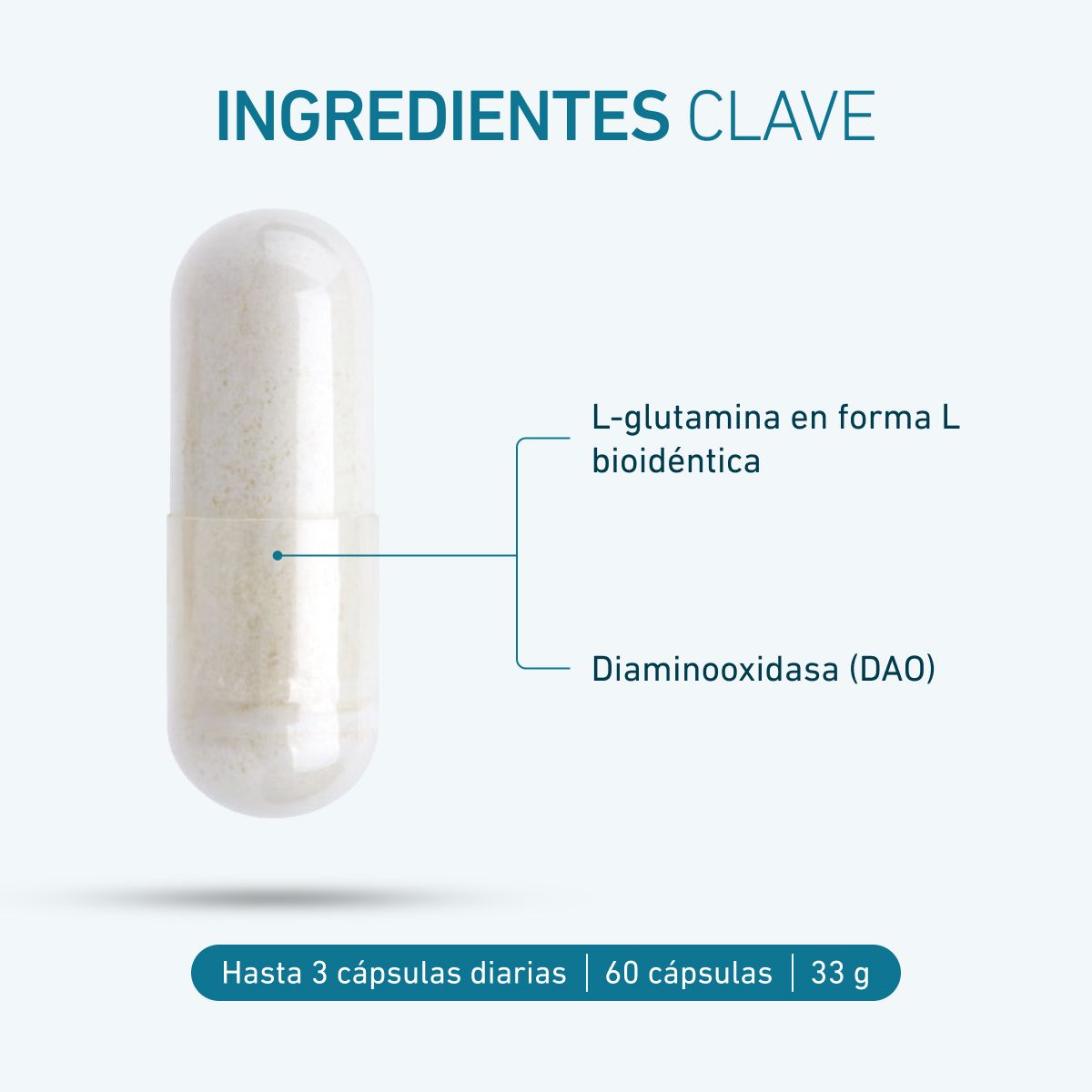 Biogena, DAOZym®, Botella, blanco, Con diaminooxidasa (DAO) y L-glutamina