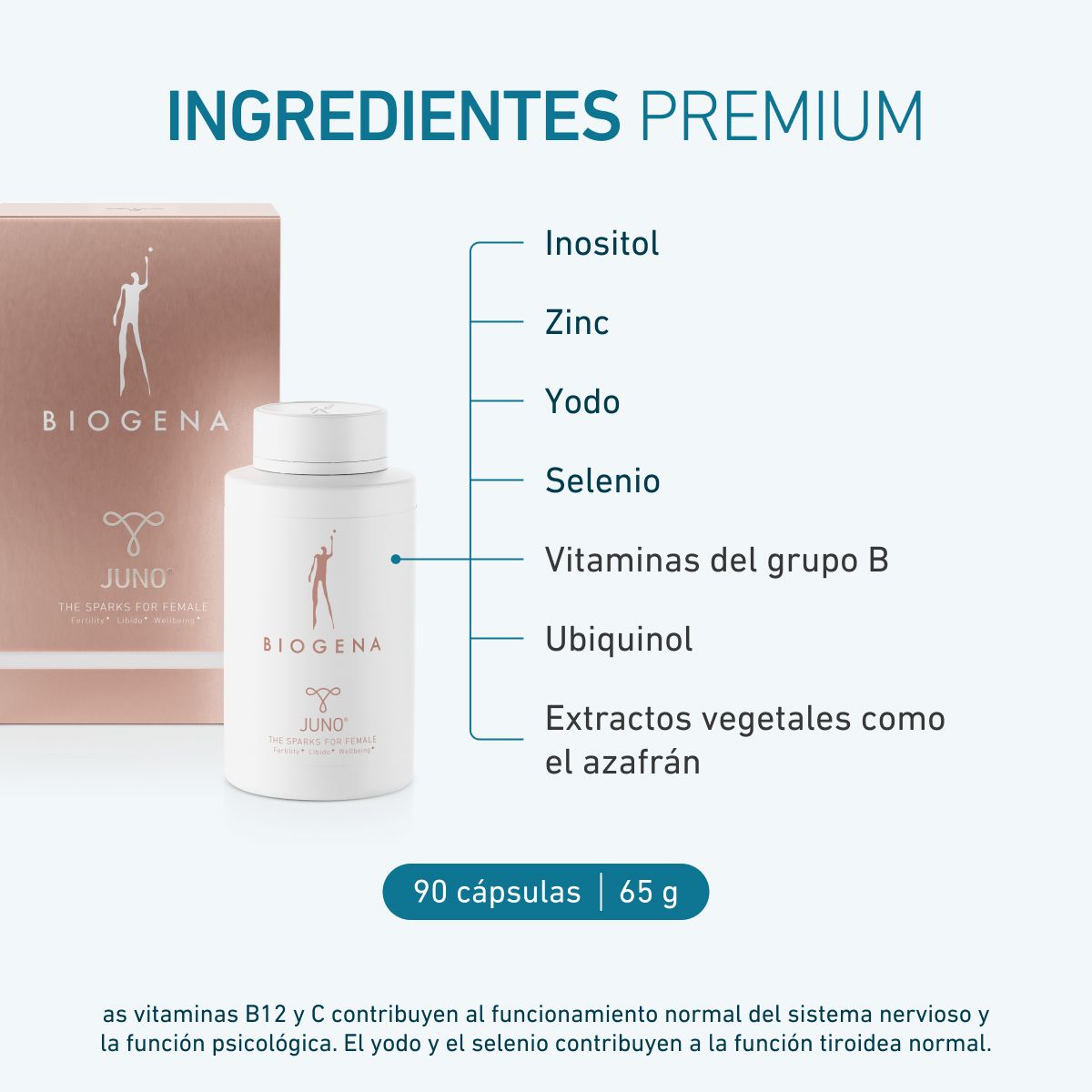 Biogena, JUNO®, Botella, blanco, LAS CHISPAS PARA MUJERES Fertilidad + Libido + Bienestar
