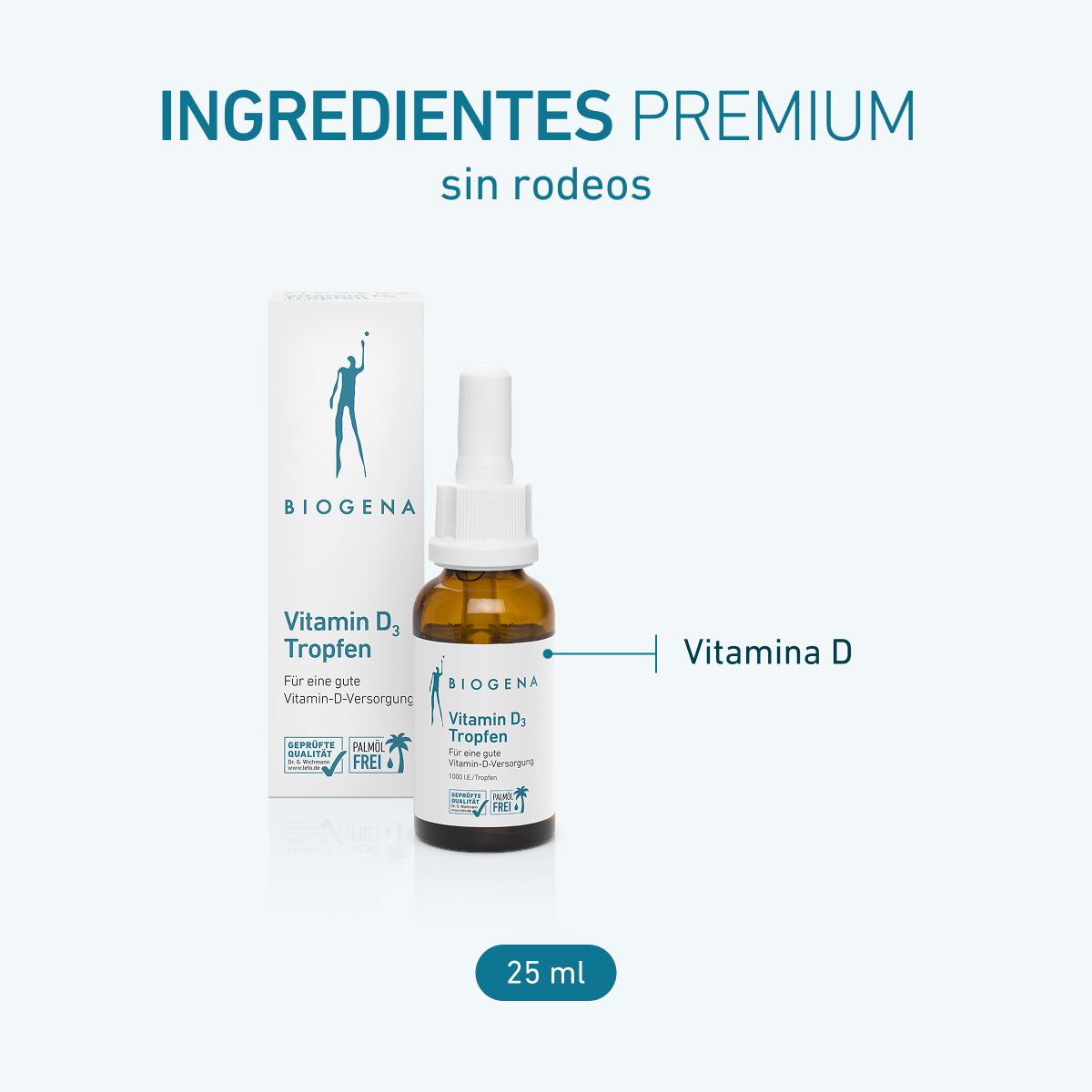 Biogena, Vitamin D₃ Tropfen, Botella, blanco, Para un buen aporte de vitamina D 1000 UI/gota