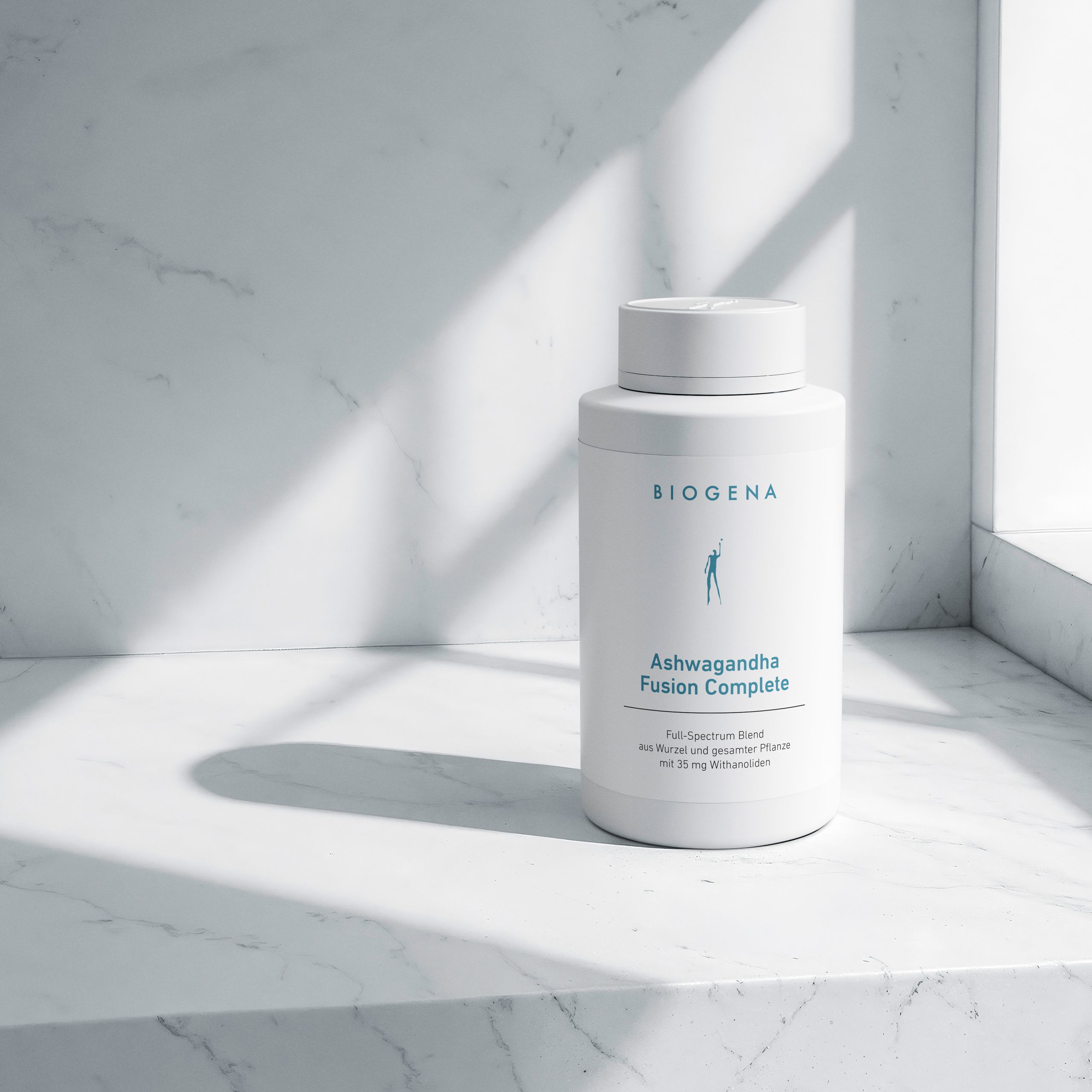 Biogena, Ashwagandha Fusion Complete, Bottiglia, bianco, Miscela a spettro completo da radice e pianta intera con 35 mg di withanolidi