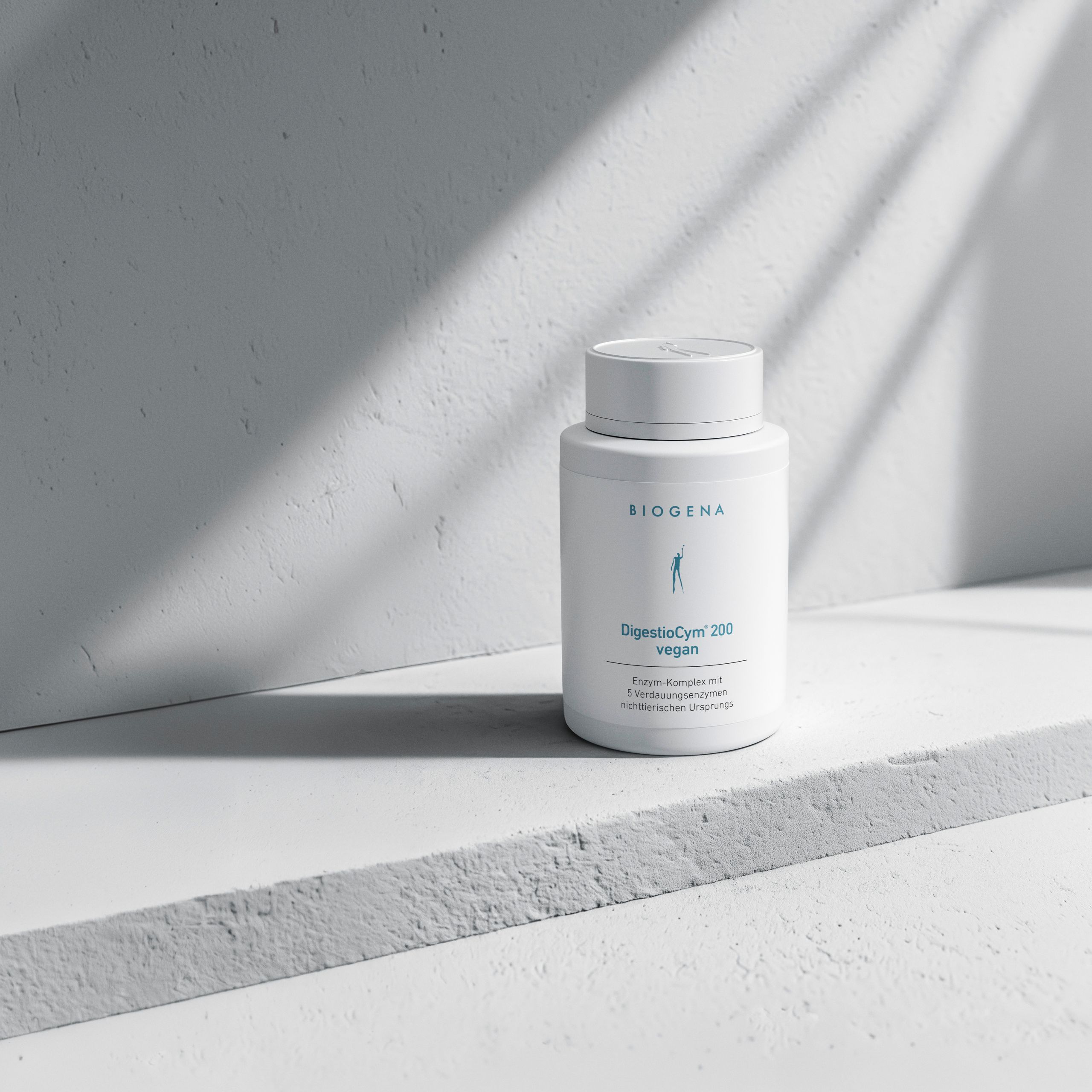 Biogena, DigestioCym® 200 vegan, Flasche, weiß, Enzym-Komplex mit 5 Verdauungsenzymen nichttierischen Ursprungs