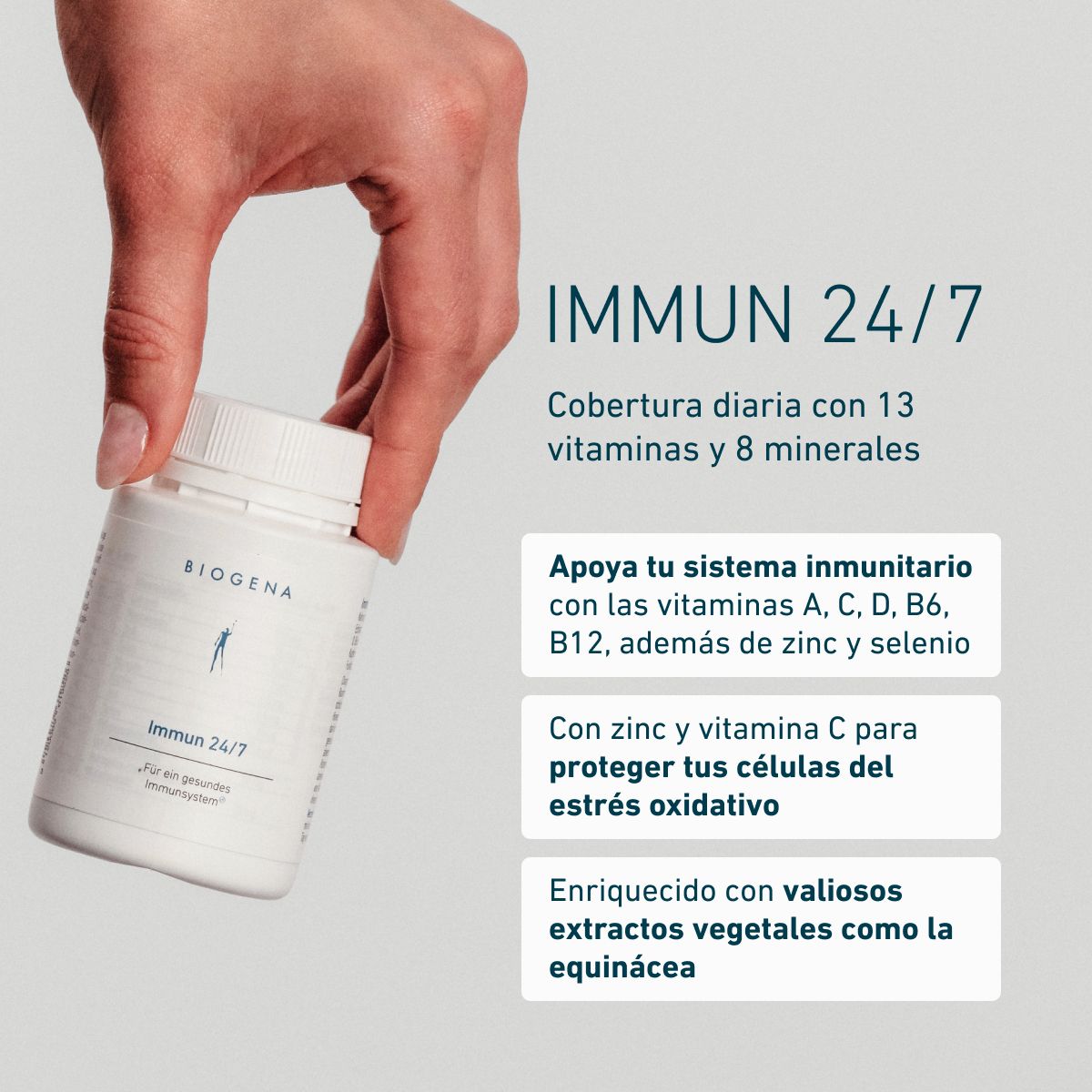 Biogena, Immun 24/7, Botella, blanco, Para un sistema inmunitario sano®