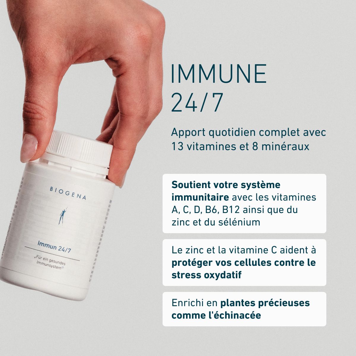 Biogena, Immun 24/7, Bouteille, blanc, Pour un système immunitaire sain®