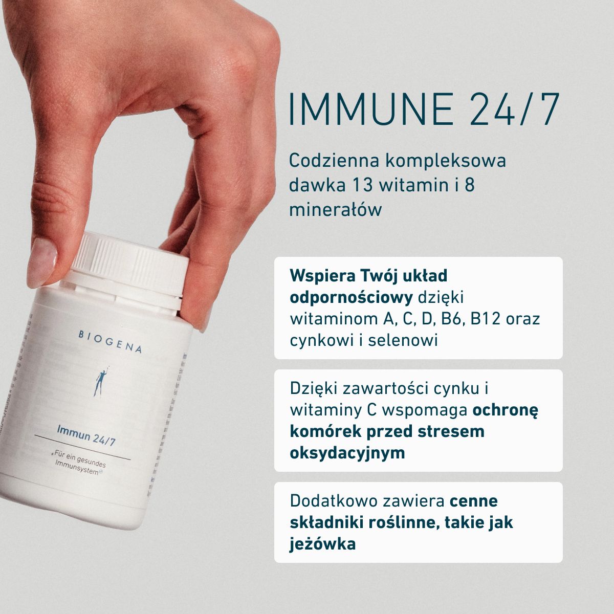Biogena, Immun 24/7, Butelka, biały, Dla zdrowego układu odpornościowego®