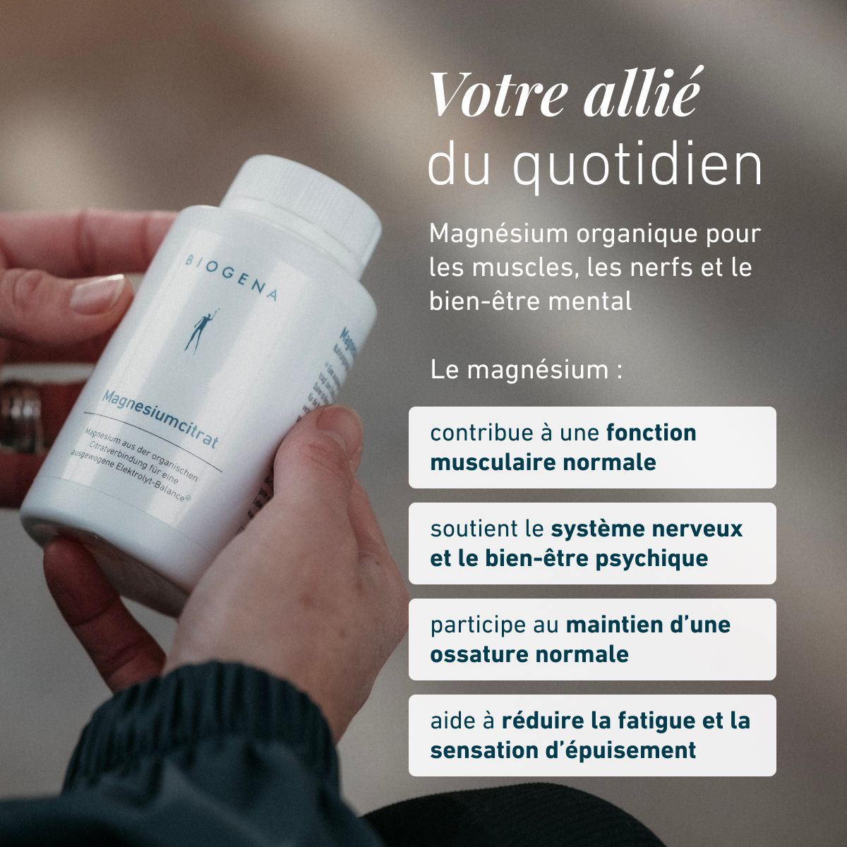 Biogena, Magnesium-citrat, Bouteille, blanc, Magnésium issu du composé organique de citrate pour un équilibre électrolytique équilibré®