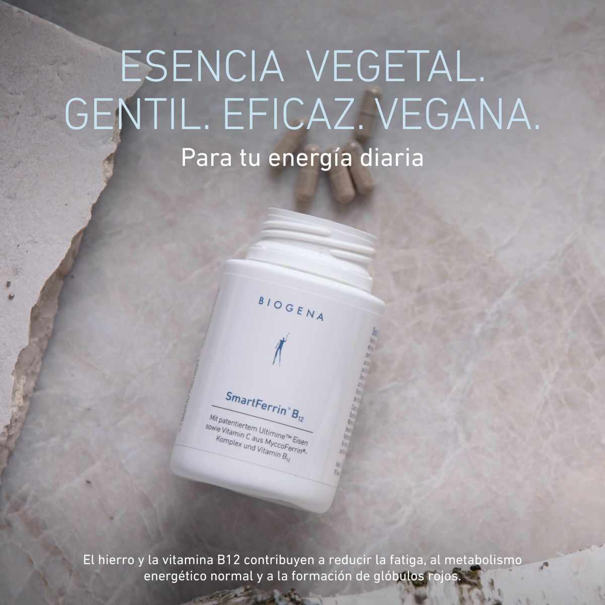 Biogena, SmartFerrin® B12, Botella, blanco, Con hierro Ultimine™ patentado y vitamina C del complejo MyccoFerrin® y vitamina B12