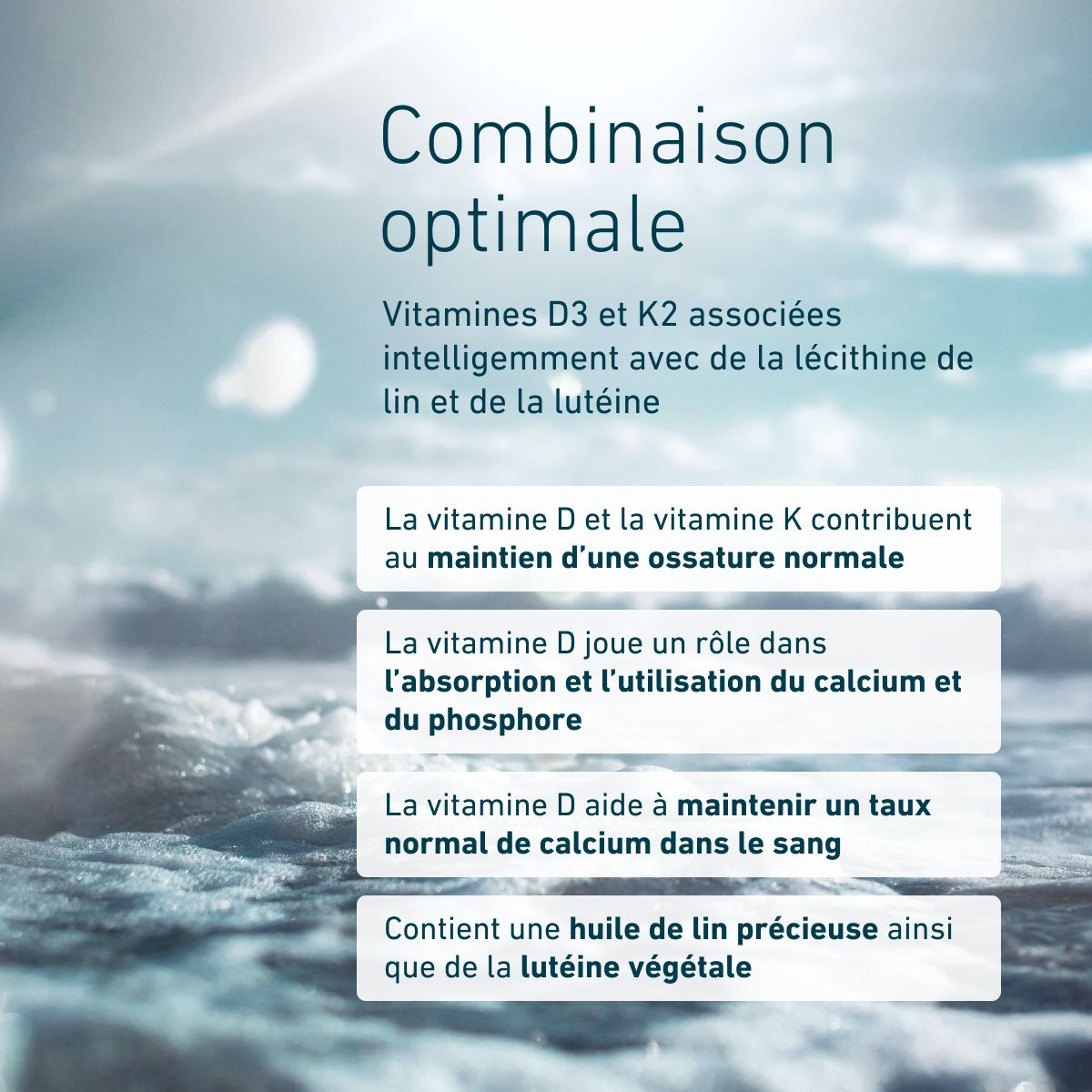 Biogena, Vitamin D₃ & K₂, Bouteille, blanc, Avec huile de lin
