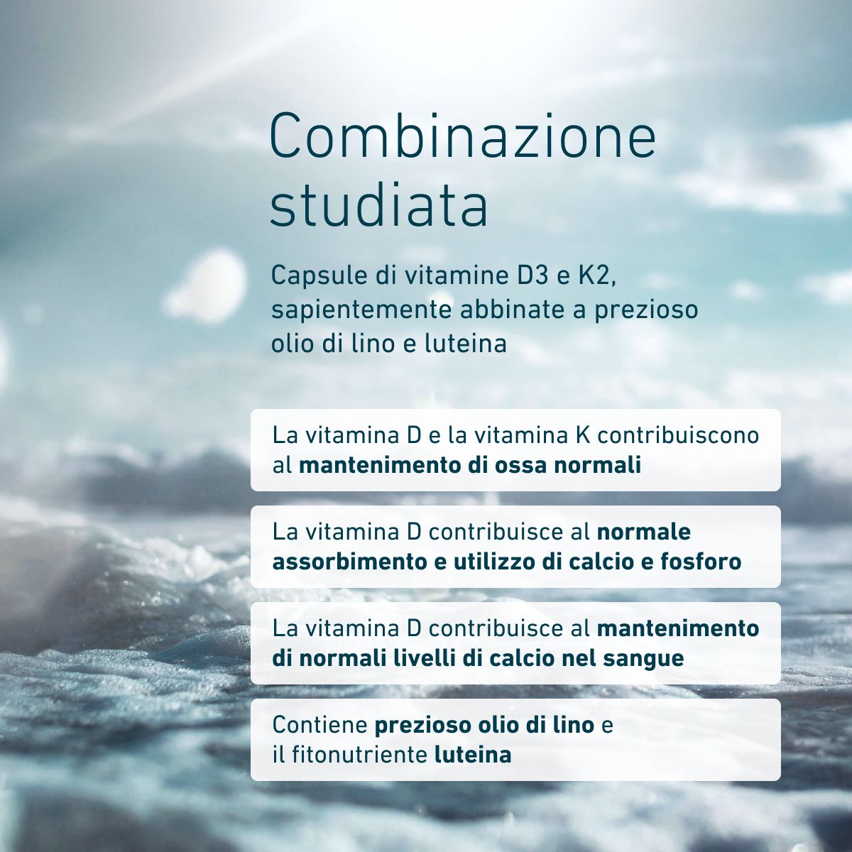 Biogena, Vitamin D₃ & K₂, Bottiglia, bianco, Con olio di lino