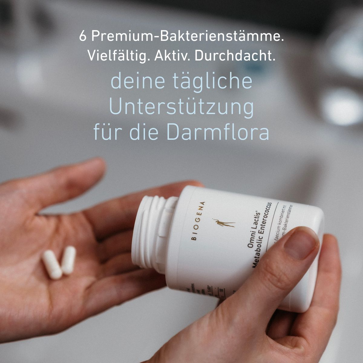 Biogena, Omni Lactis® Metabolic Enterococcus, Flasche, weiß, Enterococcus faecium kombiniert mit 5 weiteren Premium-Bakterienstämmen