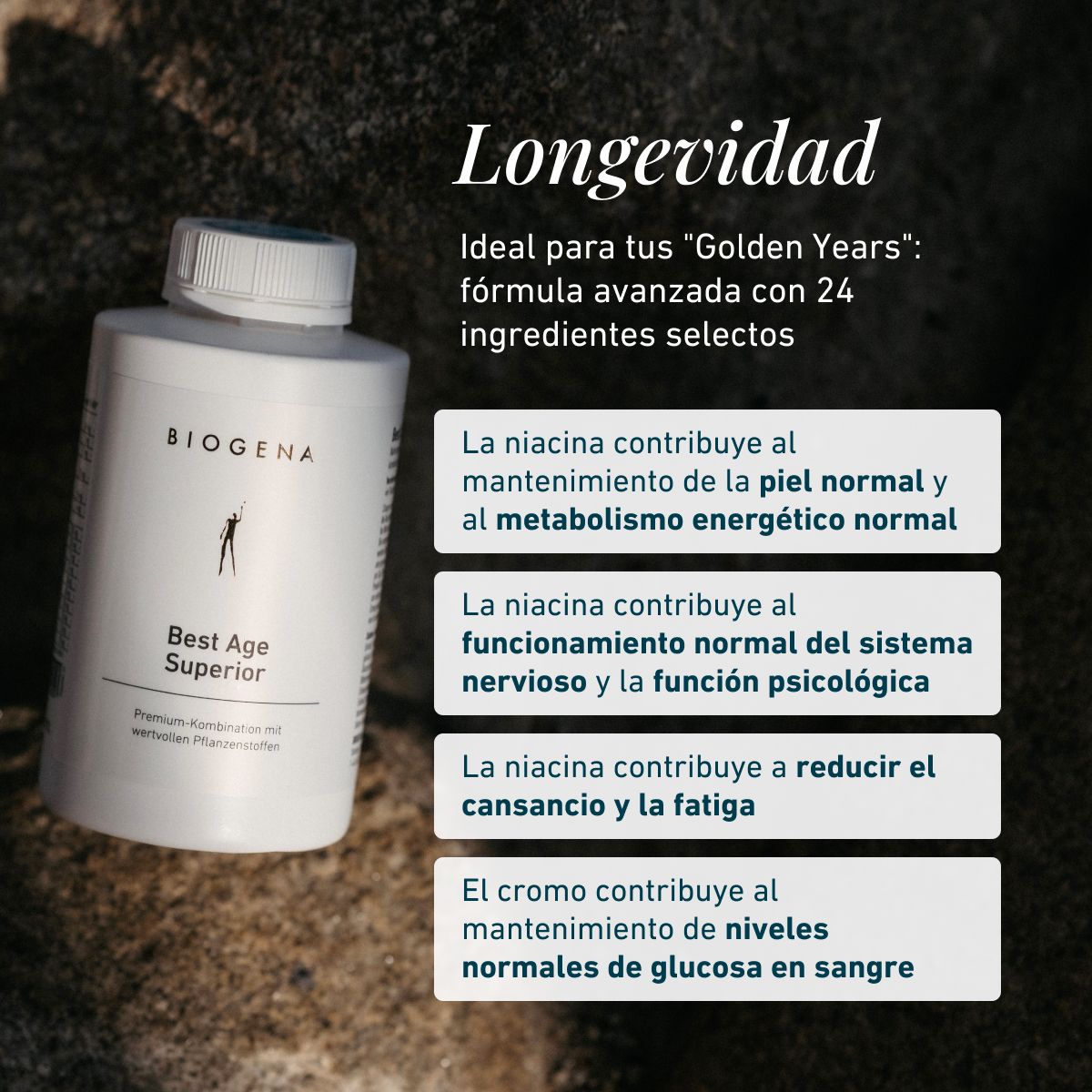 Biogena, Best Age Superior, Botella, blanco, Combinación prémium con valiosas sustancias vegetales