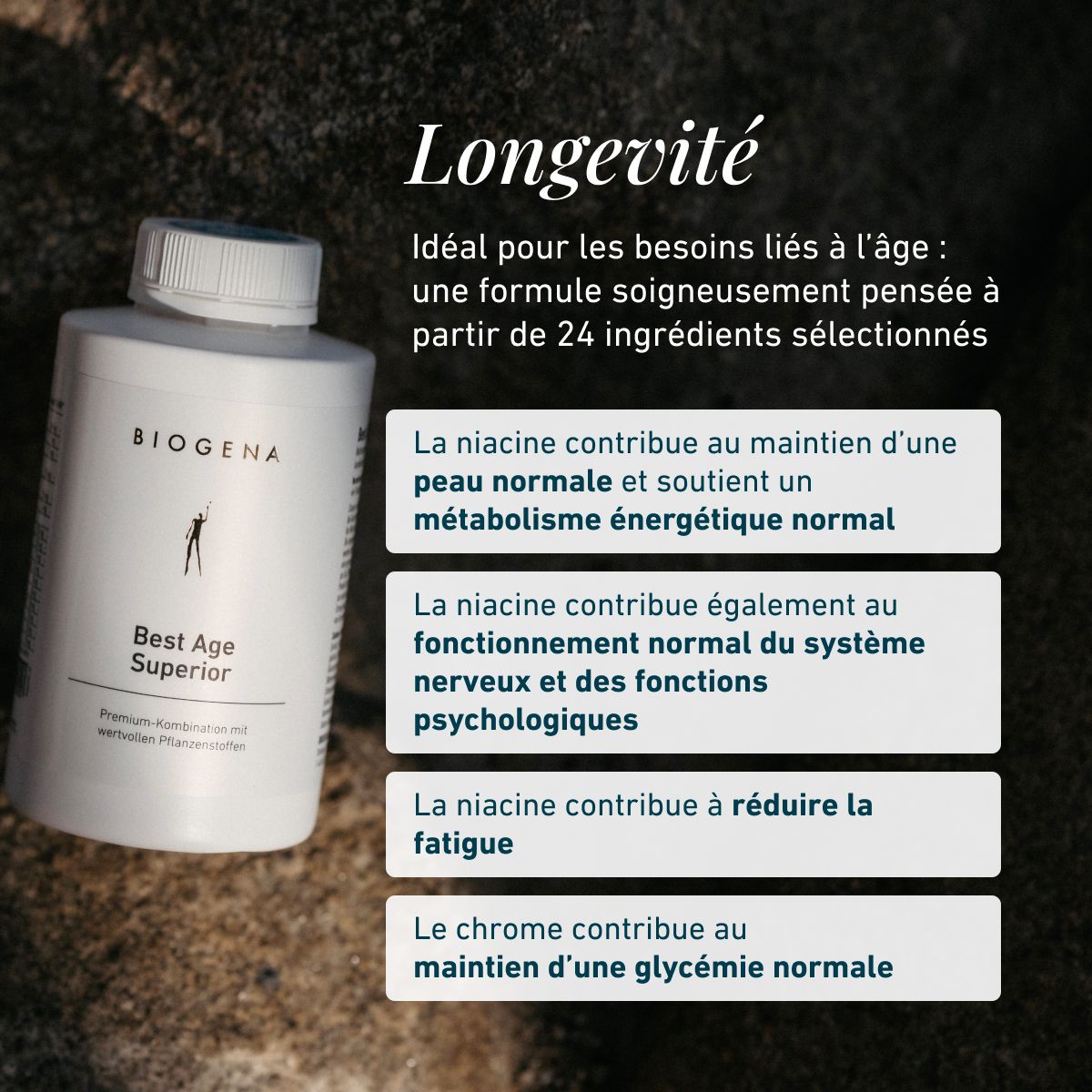 Biogena, Best Age Superior, Bouteille, blanc, Combinaison premium avec de précieuses substances végétales