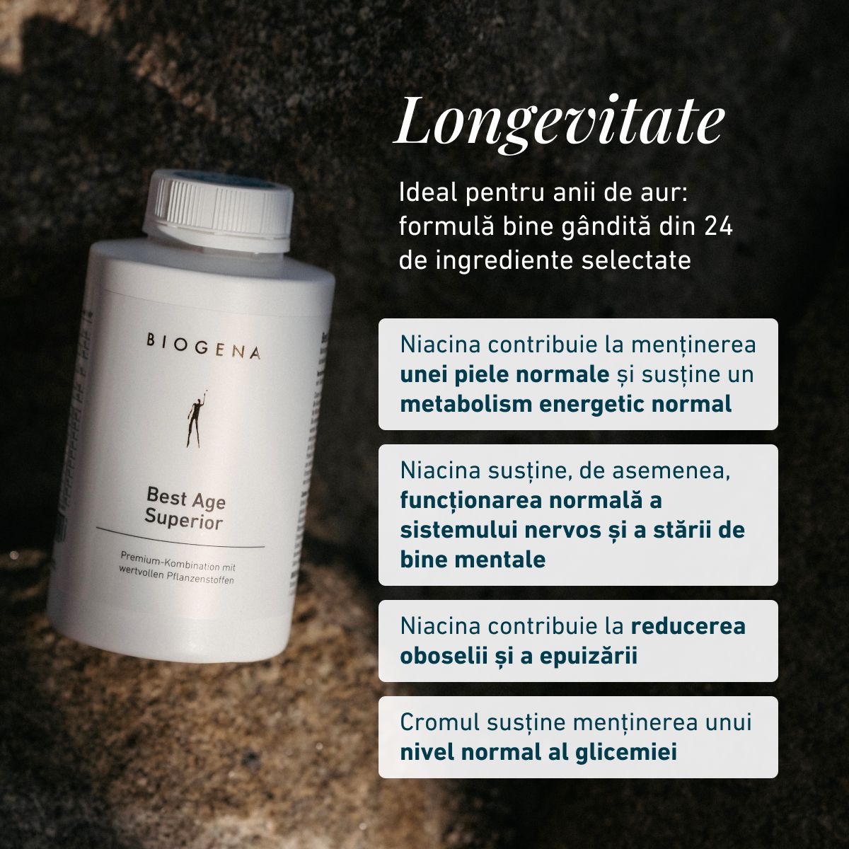 Biogena, Best Age Superior, Sticlă, alb, Combinație premium cu substanțe vegetale valoroase
