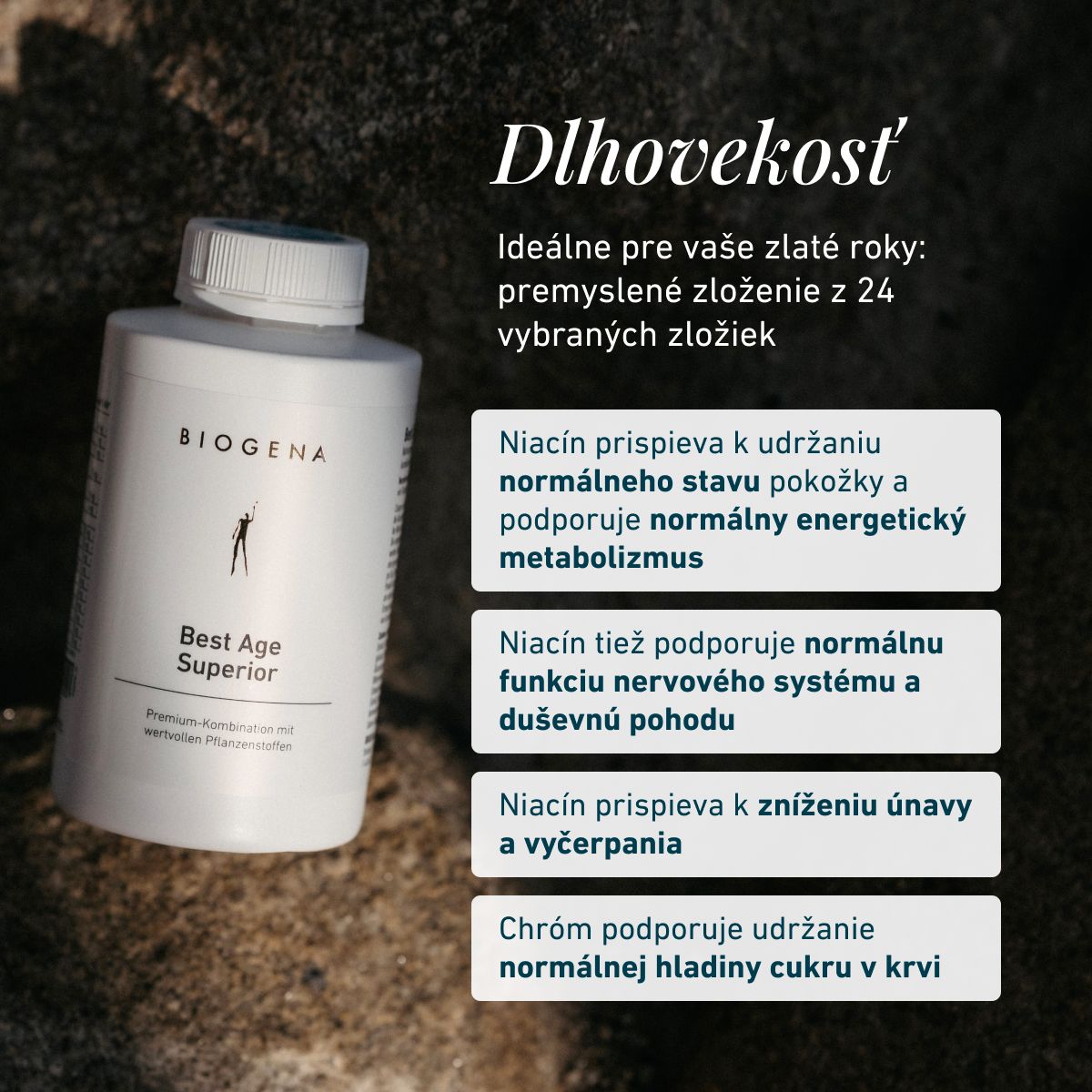 Biogena, Best Age Superior, Fľaša, biela, Prémiová kombinácia s hodnotnými rastlinnými látkami