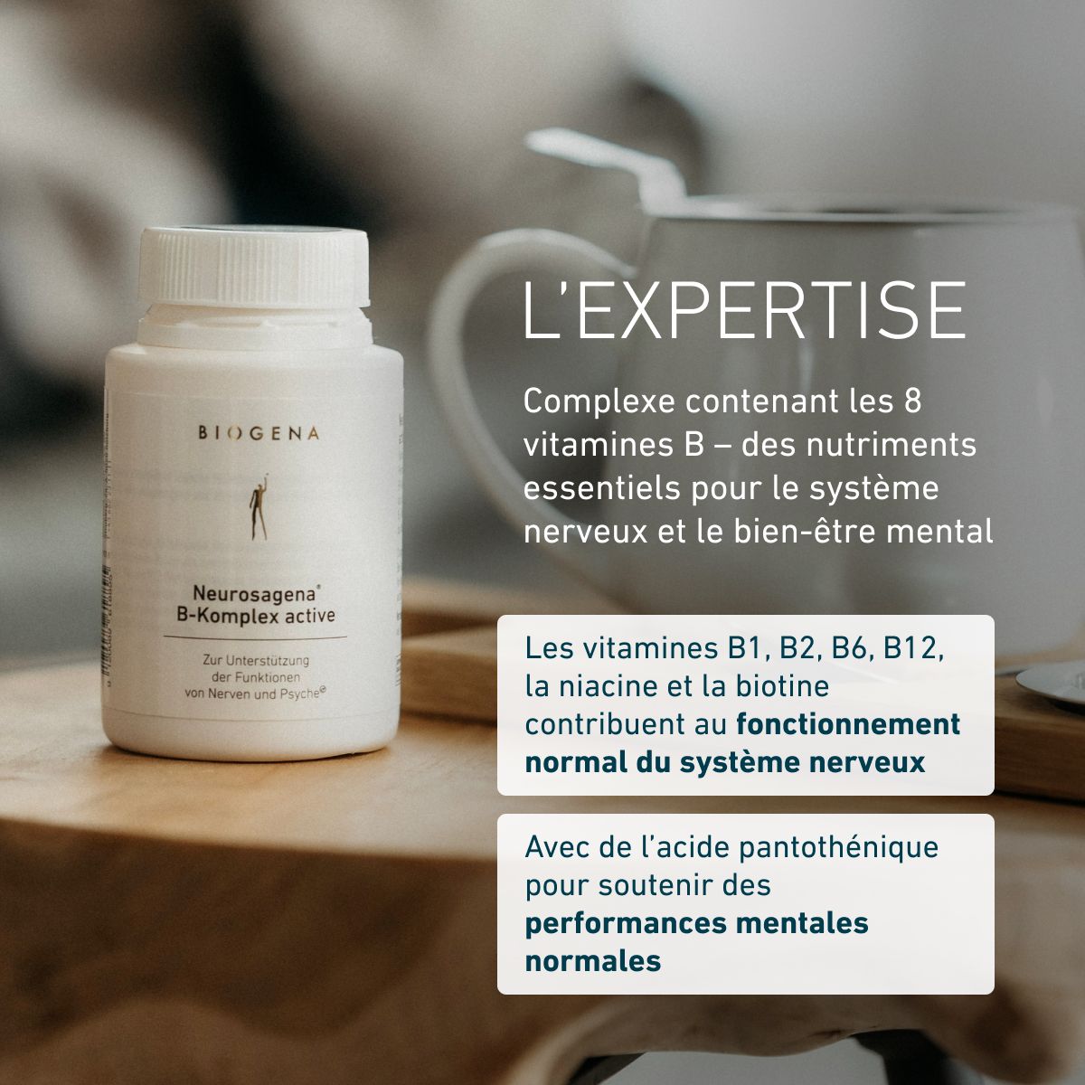 Biogena, Neurosagena® B-Komplex active, Bouteille, blanc, Pour soutenir les fonctions des nerfs et de la psyché®