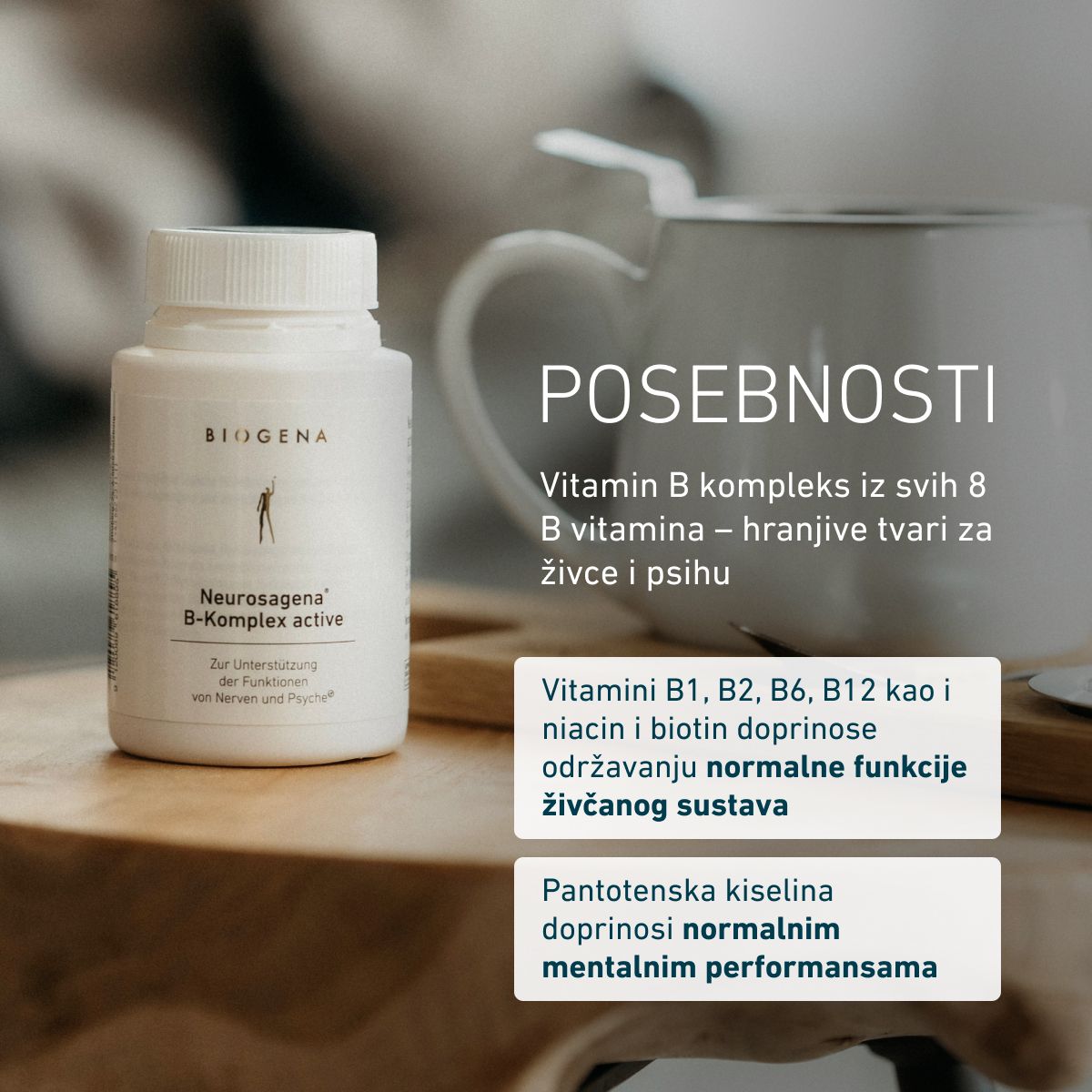 Biogena, Neurosagena® B-Komplex active, Boca, bijela, Za podršku funkcijama živaca i psihe®