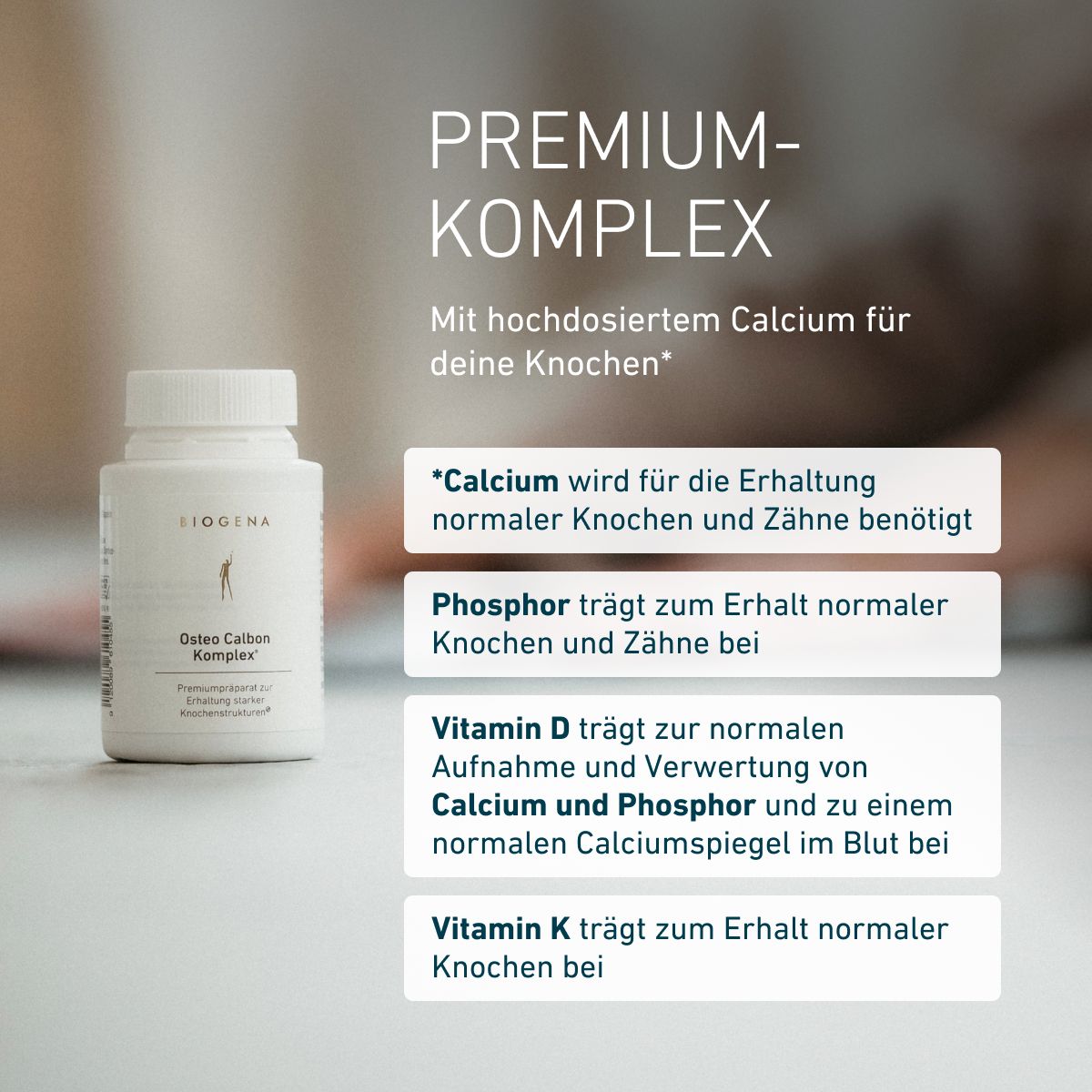Biogena, Osteo Calbon Komplex®, Flasche, weiß, Premiumpräparat zur Erhaltung starker Knochenstrukturen®