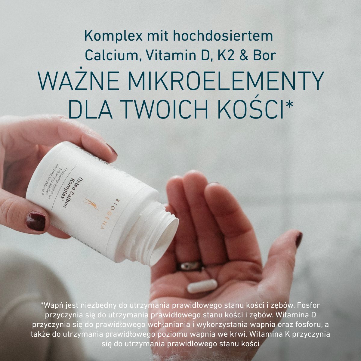 Biogena, Osteo Calbon Komplex®, Butelka, biały, Preparat premium do utrzymania mocnych struktur kostnych®