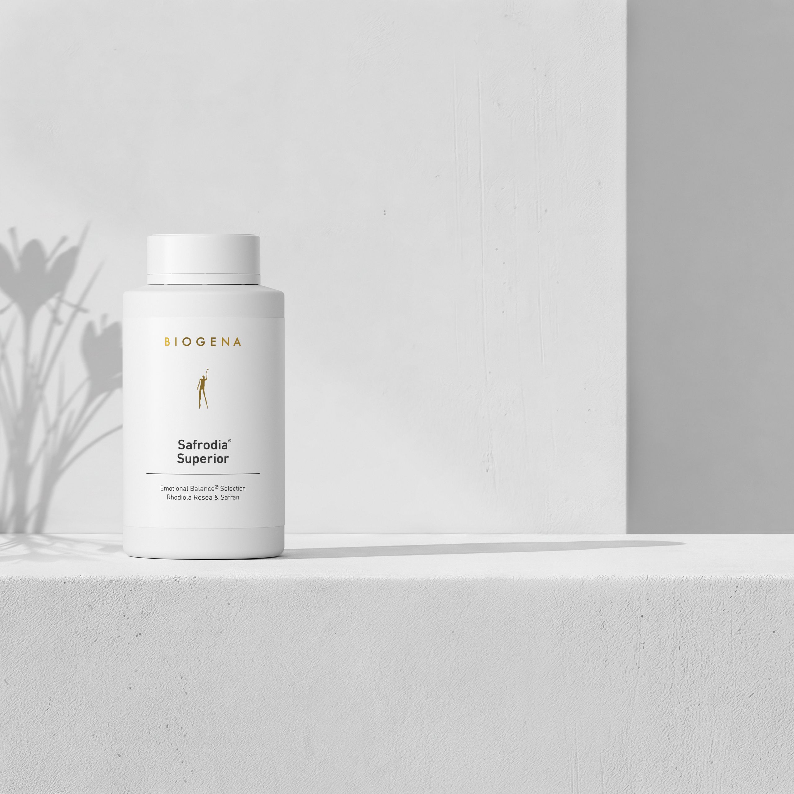 Biogena, Safrodia® Superior, Bottle, white, Emotional Balance® Selection Rhodiola Rosea & saffron