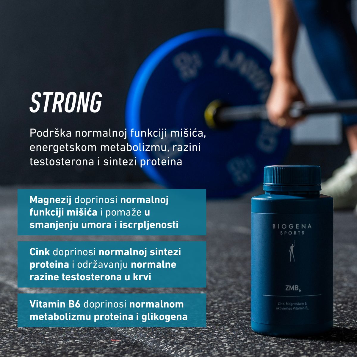 Biogena Sports, ZMB₆, Boca, petrol, Cink, Magnezij & aktivirani vitamin B6