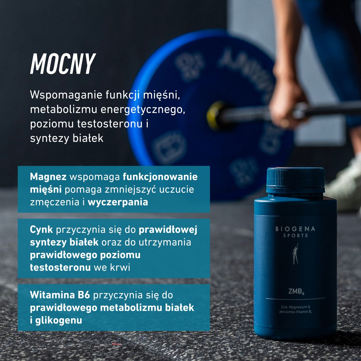 Biogena Sports, ZMB₆, Butelka, petrol, Cynk, Magnez & aktywowana witamina B6