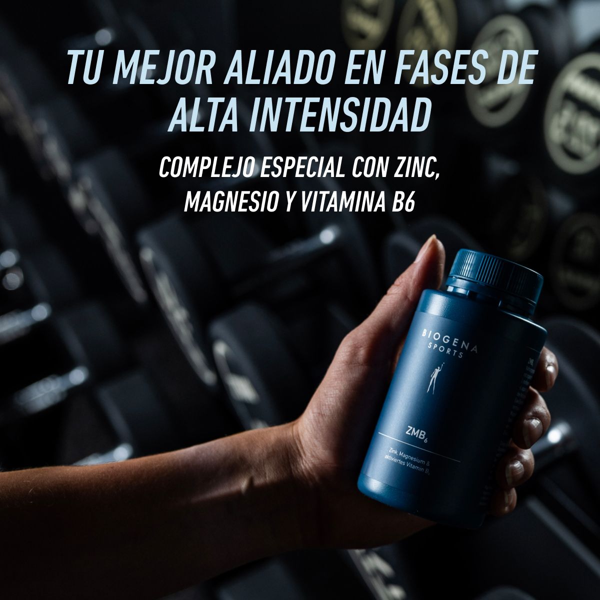 Biogena Sports, ZMB₆, Botella, petrol, Zinc, Magnesio y vitamina B6 activada
