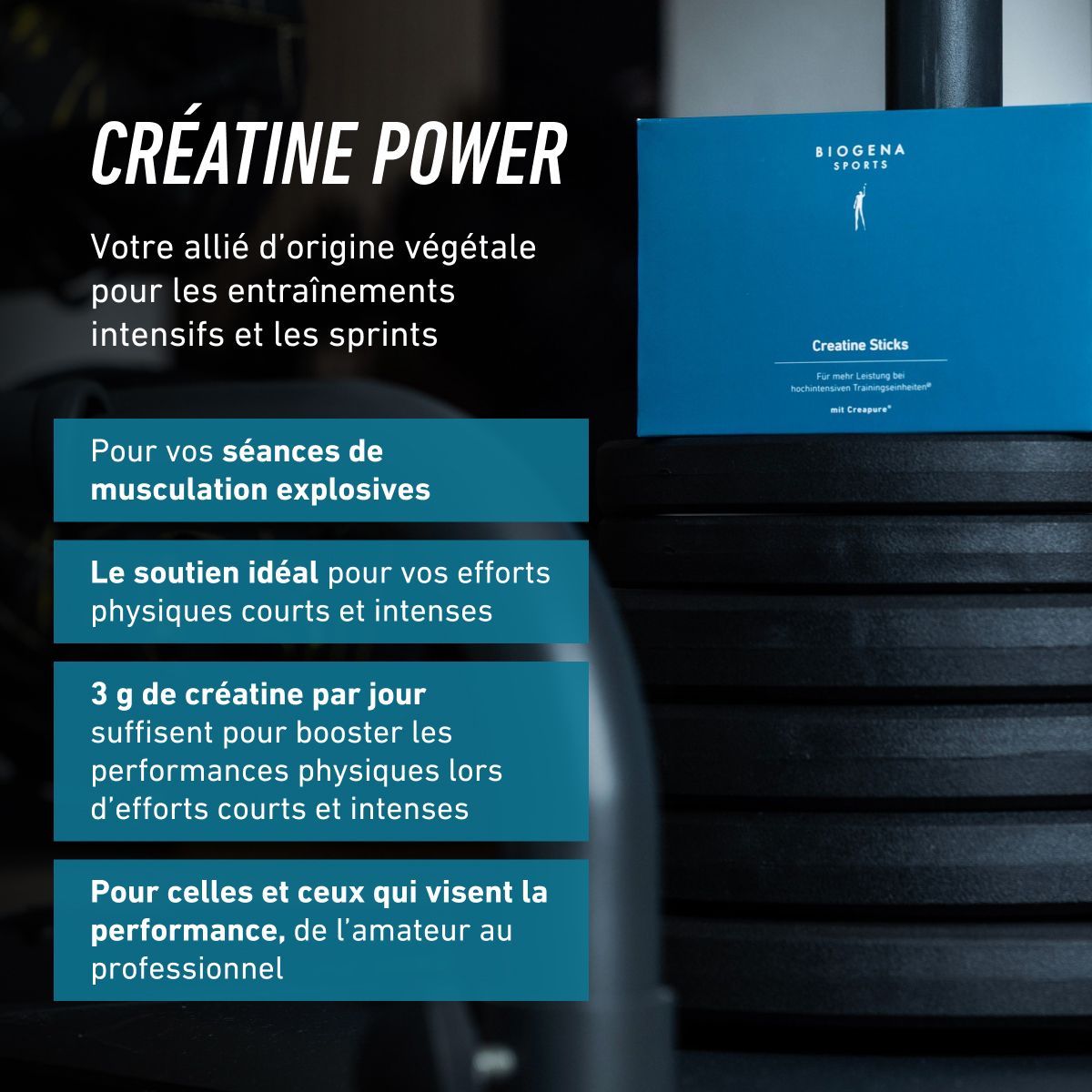 Biogena Sports, Creatine Sticks, Carton, pétrole, Pour plus de performance lors de séances d