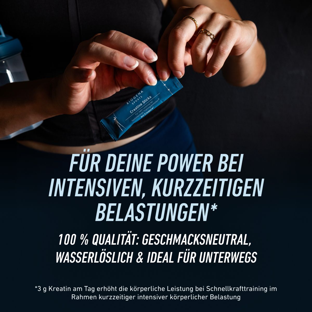 Biogena Sports, Creatine Sticks, Karton, petrol, Für mehr Leistung bei hochintensiven Trainingseinheiten; mit Creapure®