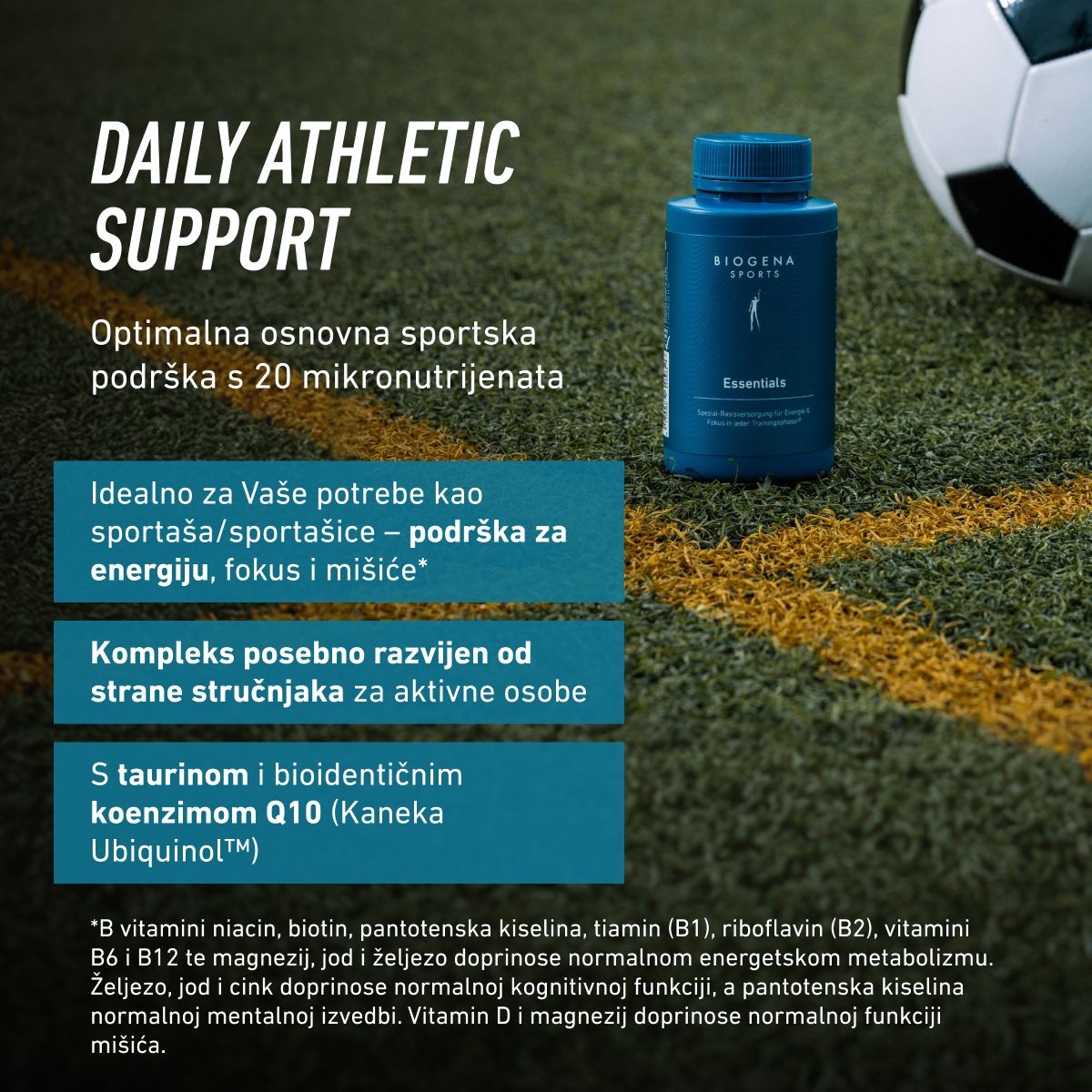 Biogena Sports, Essentials, Boca, petrol, Specijalna osnovna opskrba za energiju i fokus u svakoj fazi treninga®
