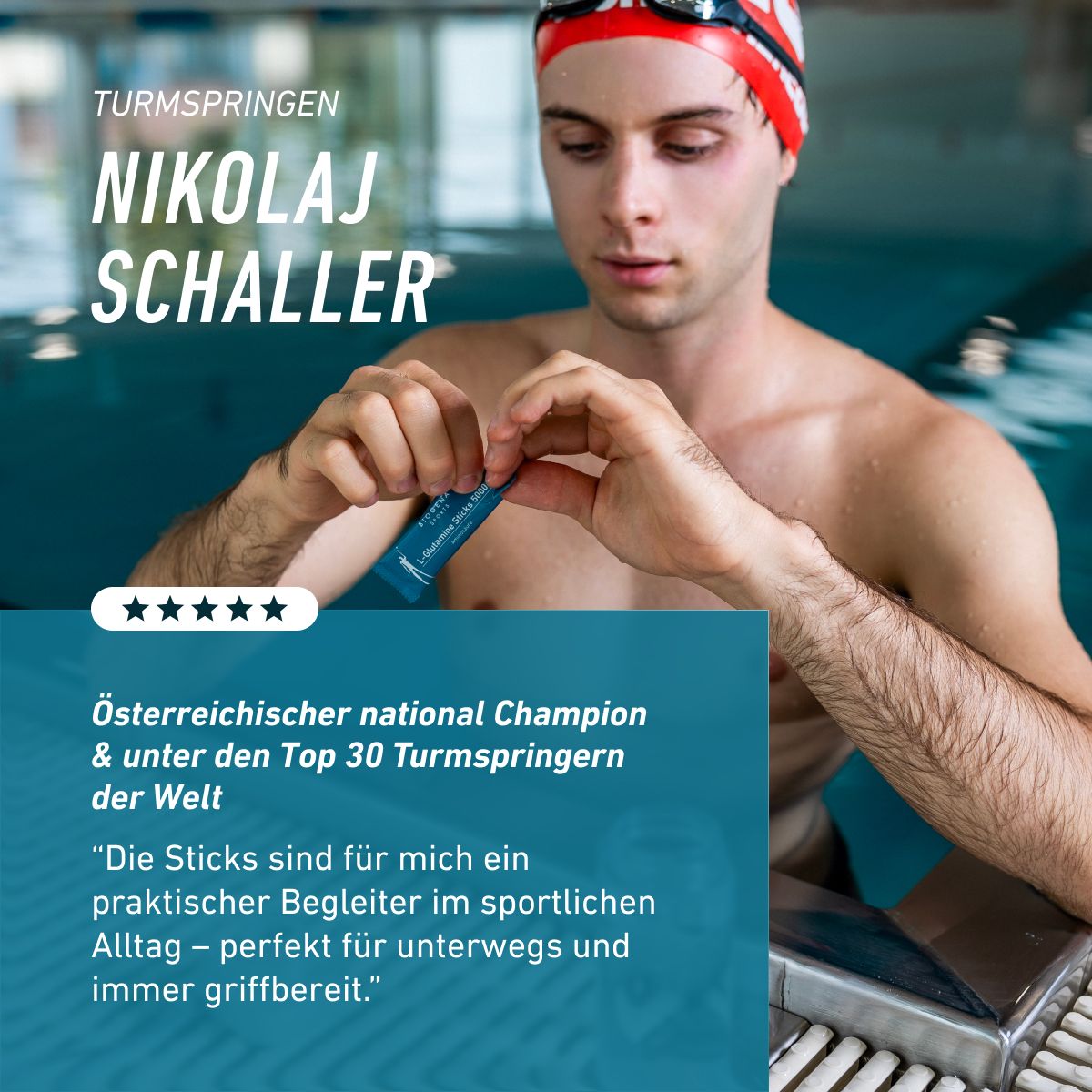 Biogena Sports, L-Glutamine Sticks 5000, Sachet, petrol, Zur gezielten Zufuhr der Aminosäure Glutamin