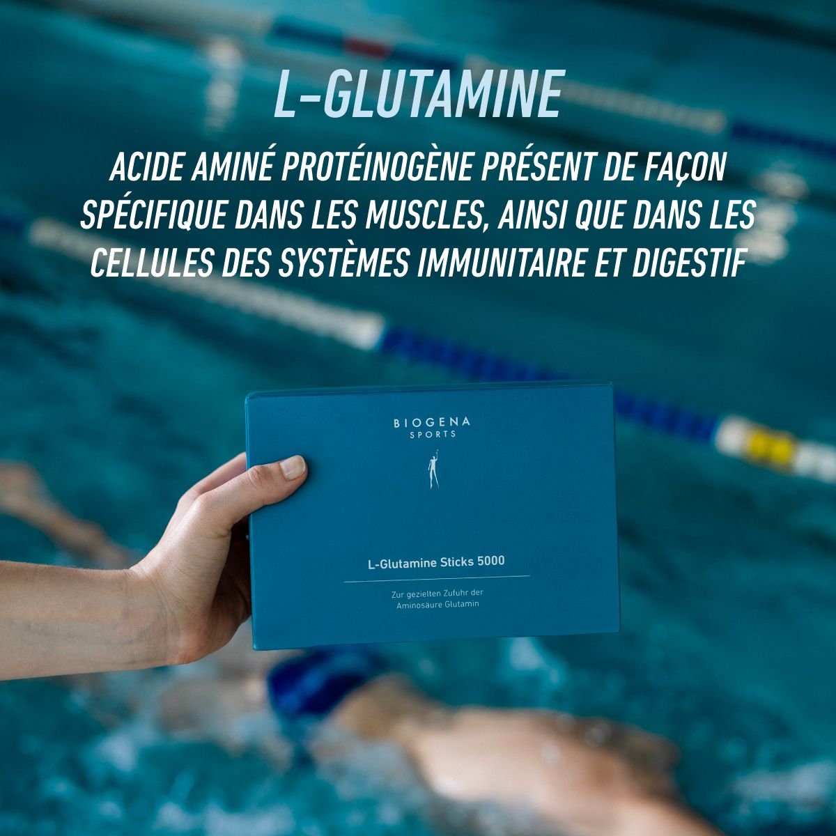 Biogena Sports, L-Glutamine Sticks 5000, Sachet, pétrole, Pour un apport ciblé de l’acide aminé glutamine