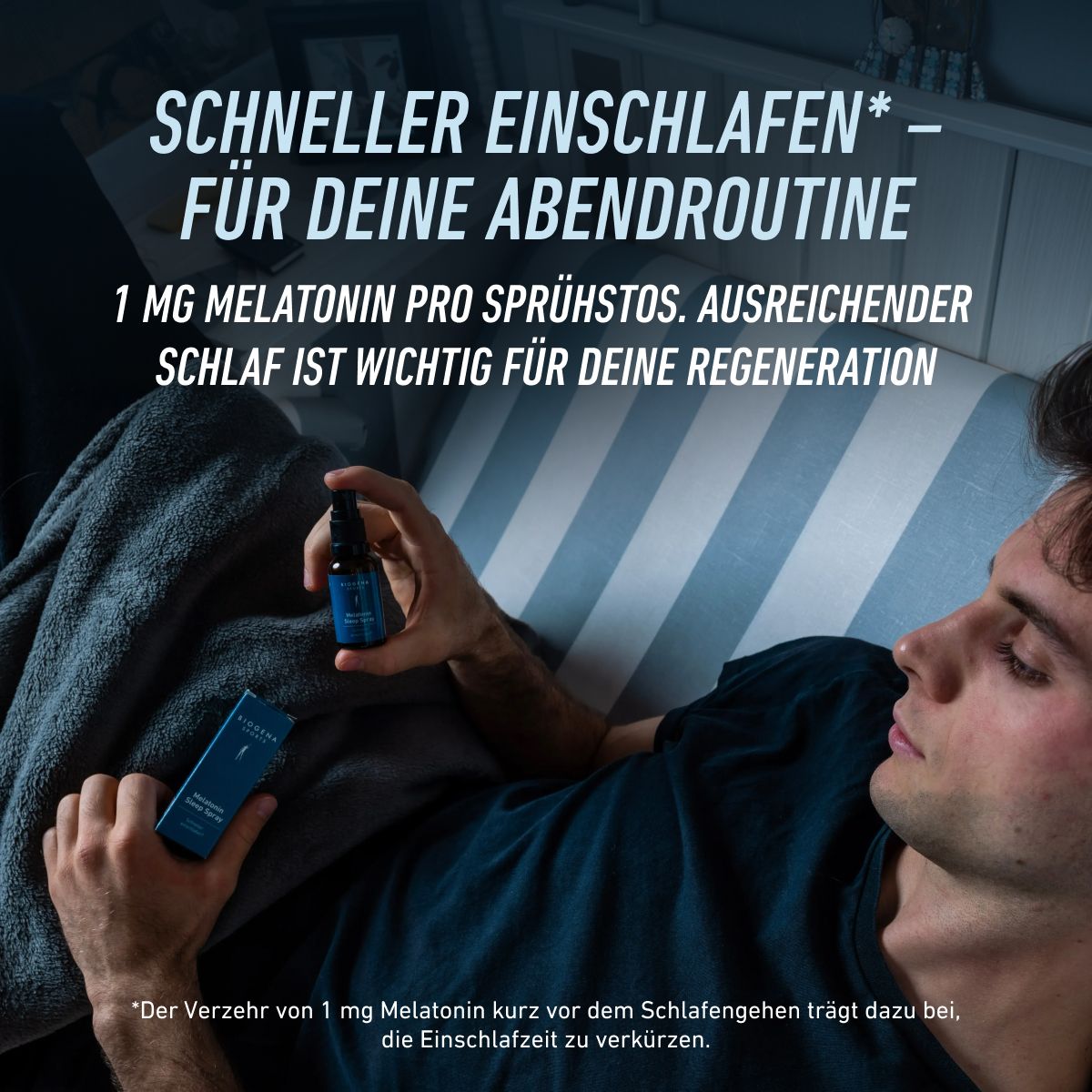 Biogena Sports, Melatonin Sleep Spray, Flasche, petrol, Schneller einschlafen®