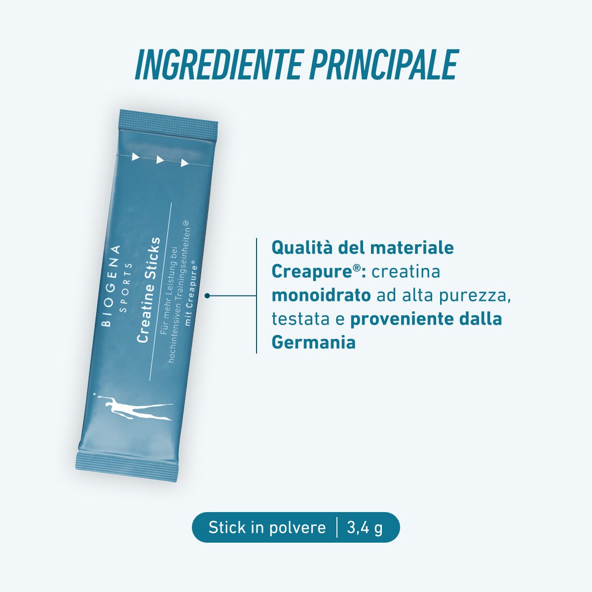 Creatina monoidrato in stick da 3 g Creapure®