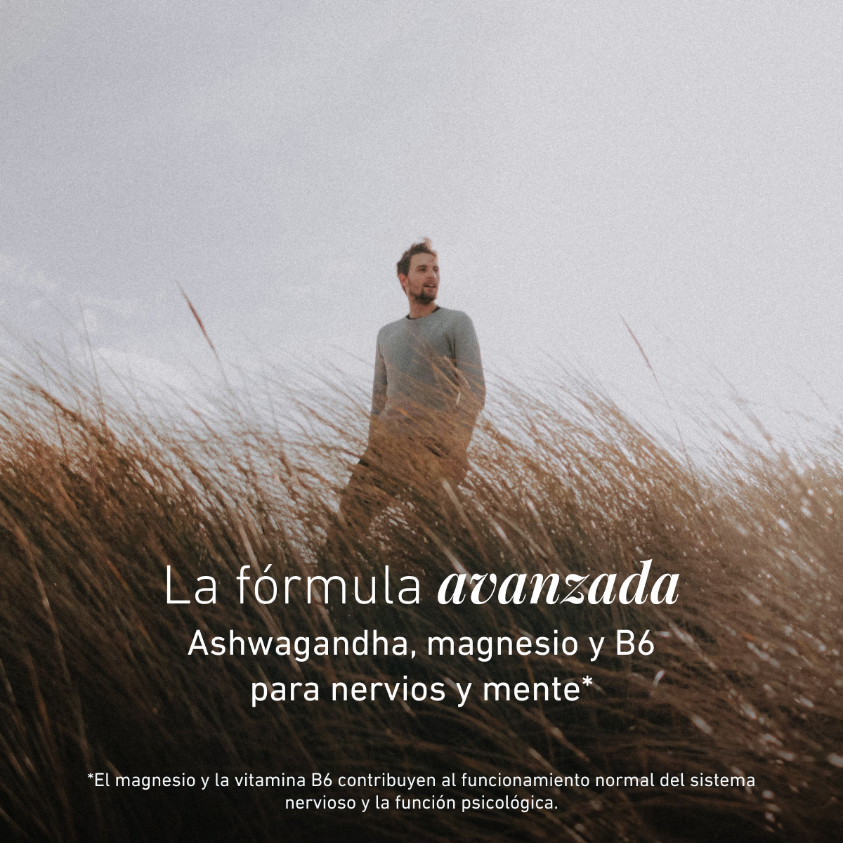 Mężczyzna w jaskini. Roślinna formuła Ashwagandhy z magnezem i witaminą B6 wspiera nerwy i dobre samopoczucie psychiczne.