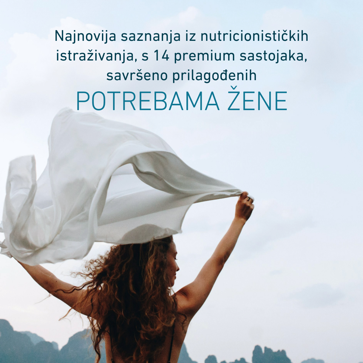 Biogena Juno: kobieta na pomoście od tyłu, 3-w-1 kolekcja dla kobiet wspierająca płodność, libido i dobre samopoczucie, cynk wspiera naturalną płodność.